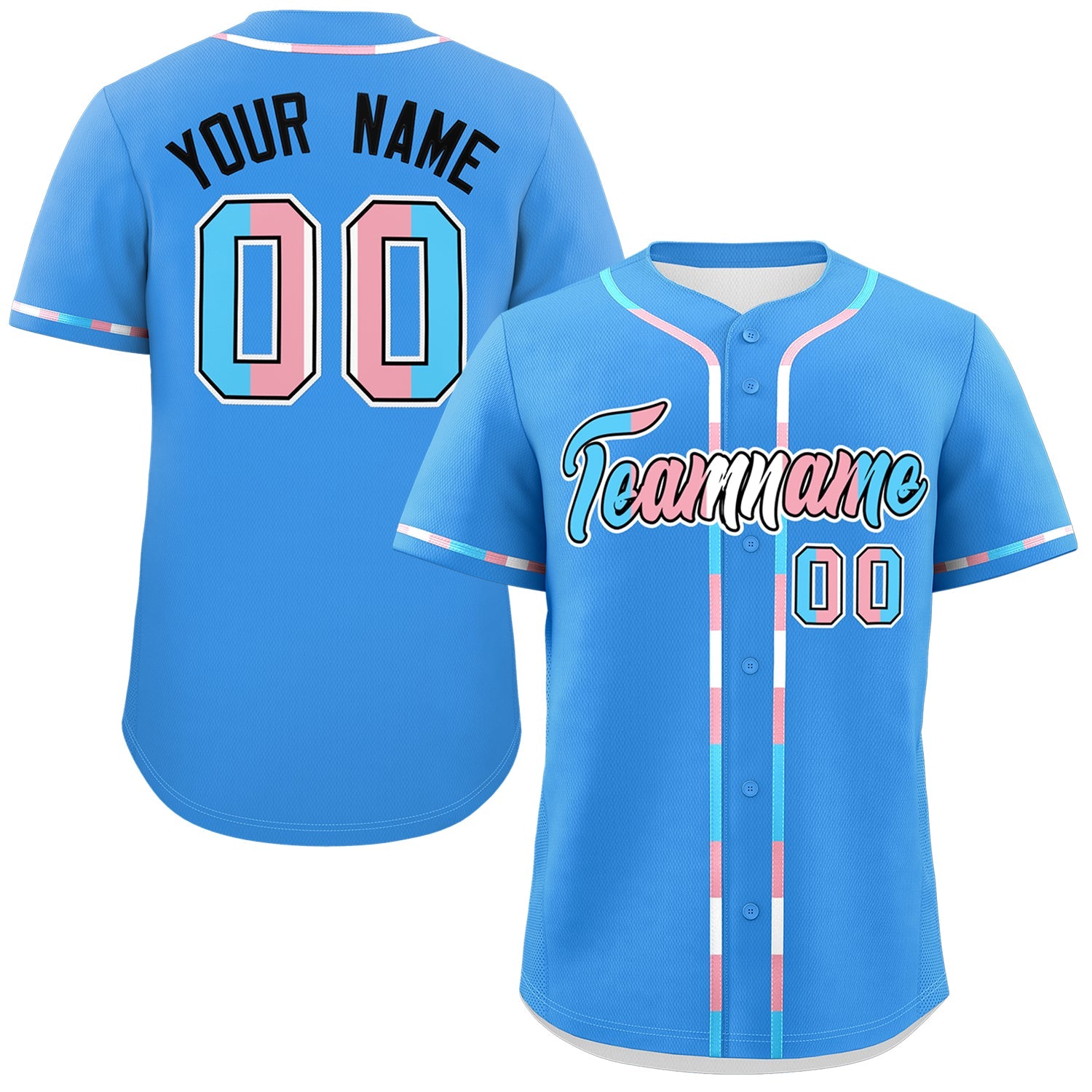 Custom Powder Blue Transgender For Pride Month Classic Style Baseball Jersey| KXKSHOP