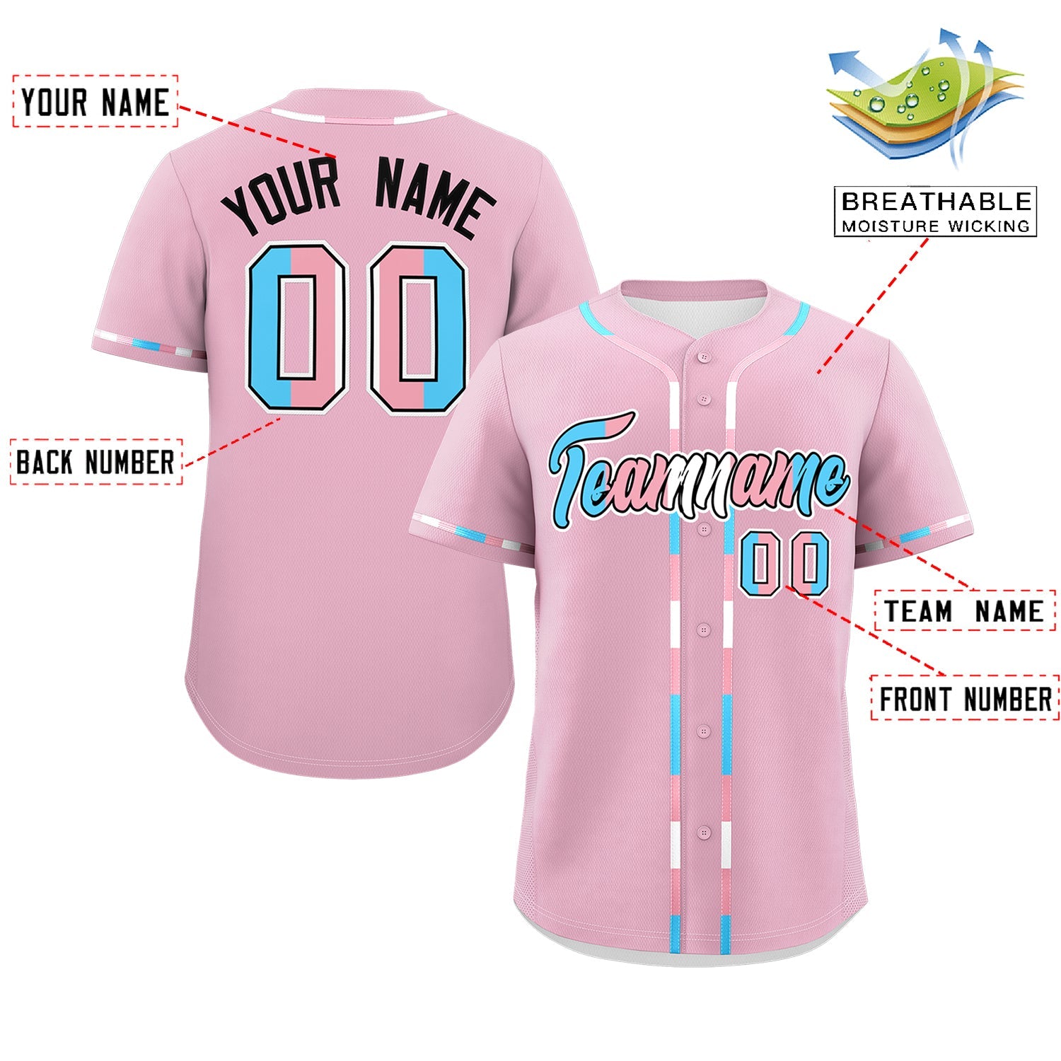 Custom Light Pink Transgender For Pride Month Classic Style Baseball Jersey| KXKSHOP