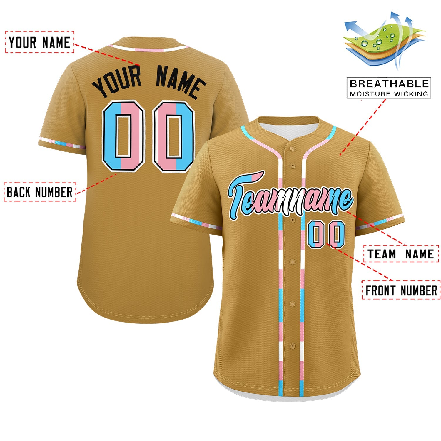 Custom Old Gold Transgender For Pride Month Classic Style Baseball Jersey| KXKSHOP