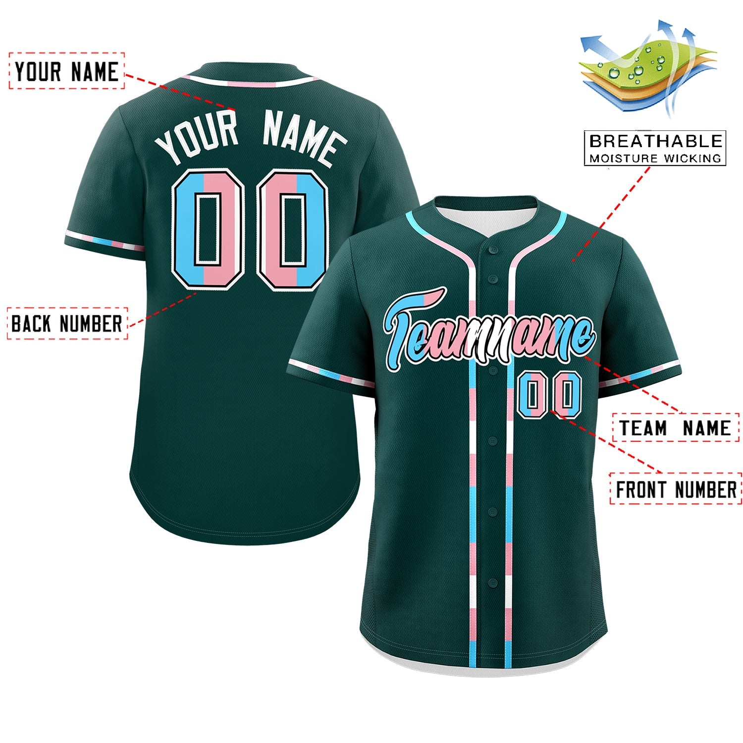Custom Midnight Green Transgender For Pride Month Classic Style Baseball Jersey| KXKSHOP