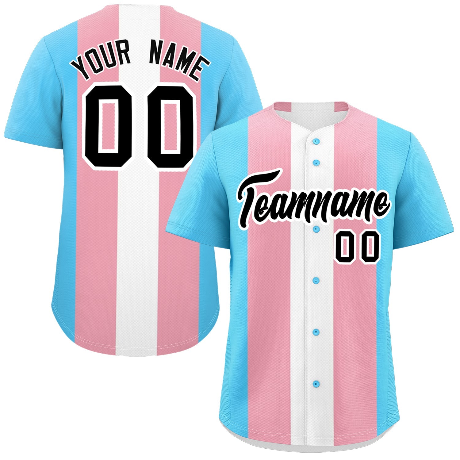 Custom Blue Light Pink White Transgender For Pride Month Classic Style Baseball Jersey| KXKSHOP
