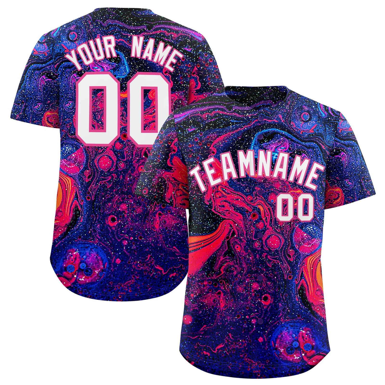 Custom Multi Color Split Fashion Fluid Pattern Authentic Baseball Jersey