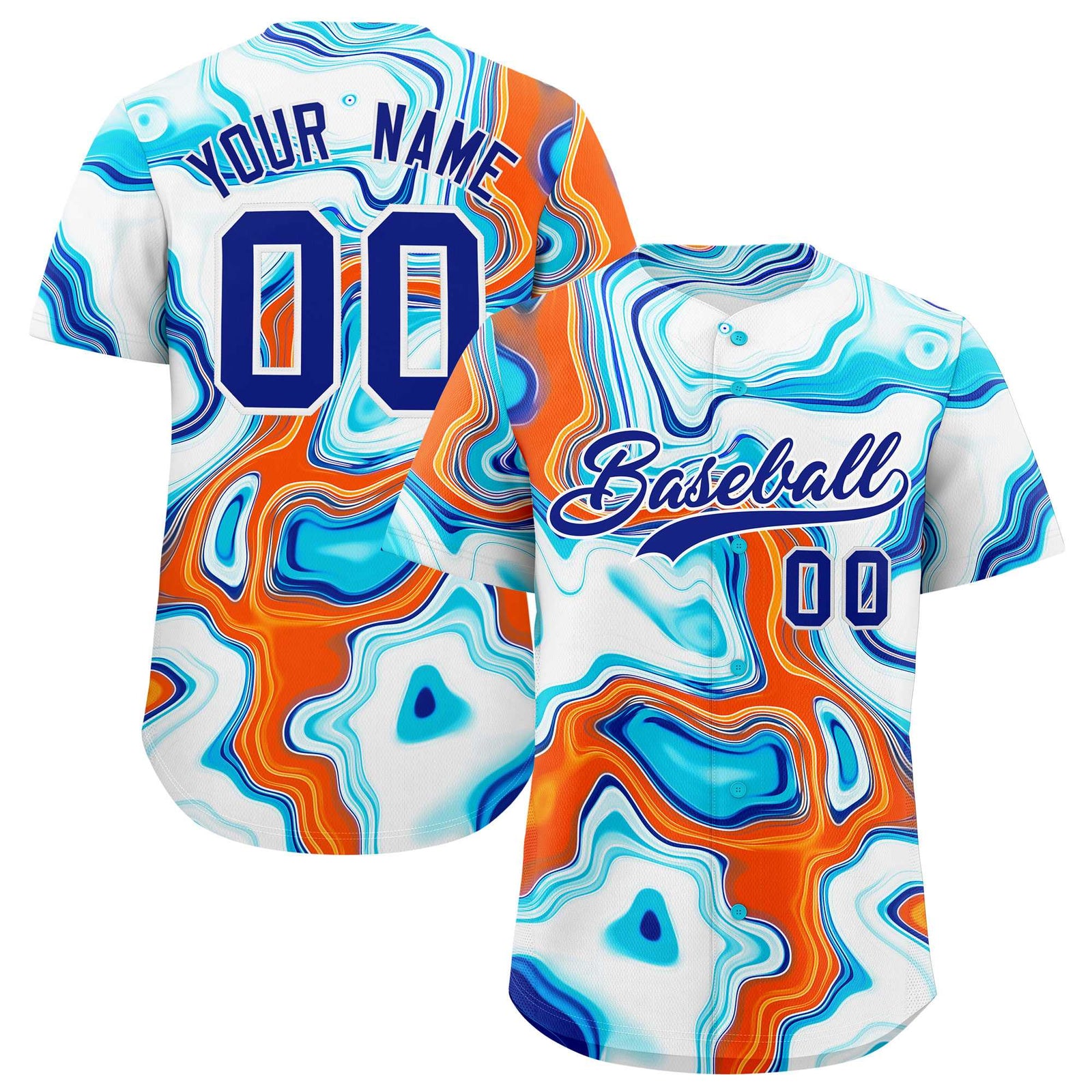 Custom Multi Color Split Fashion Fluid Pattern Authentic Baseball Jersey