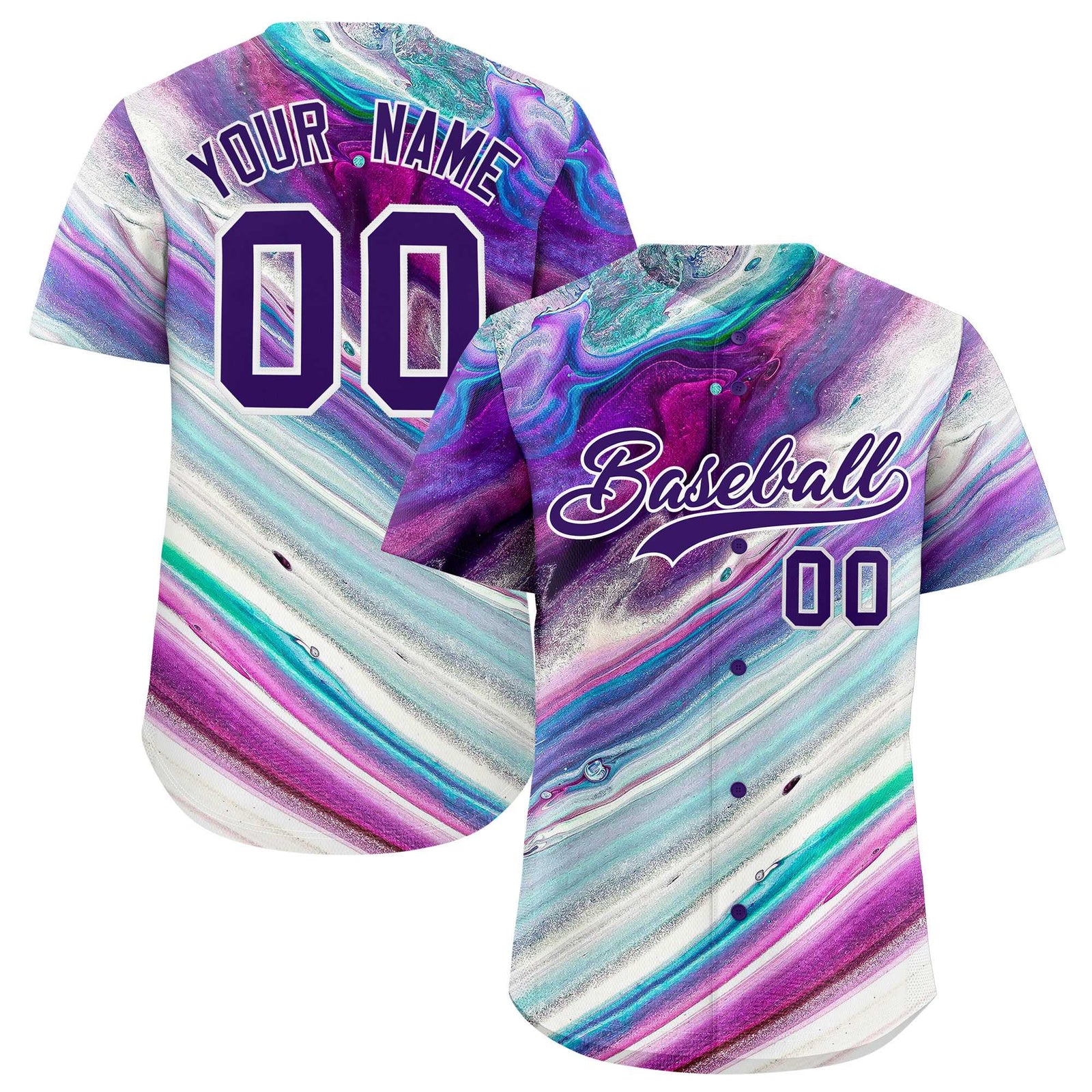 Custom Multi Color Split Fashion Fluid Pattern Authentic Baseball Jersey