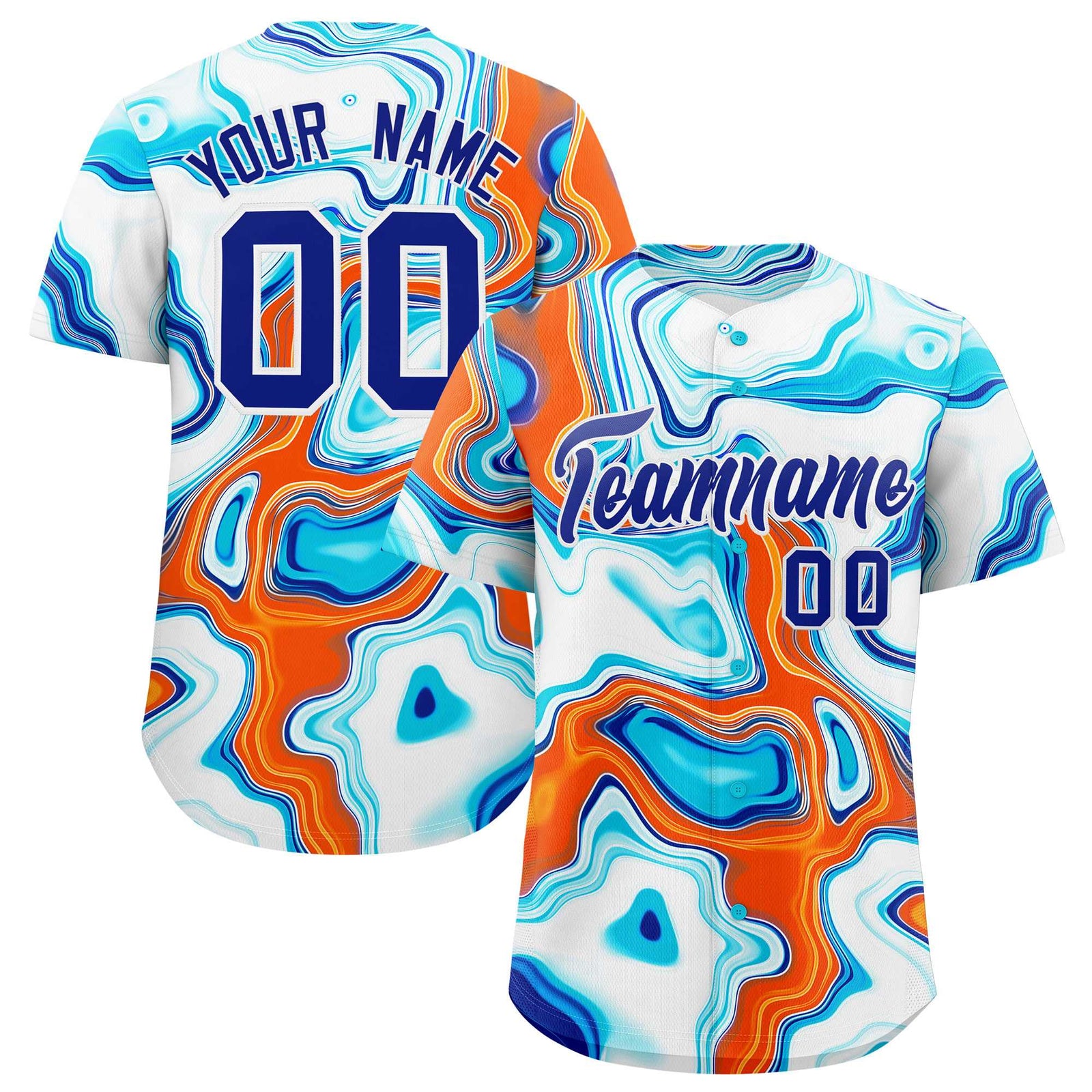 Custom Multi Color Split Fashion Fluid Pattern Authentic Baseball Jersey