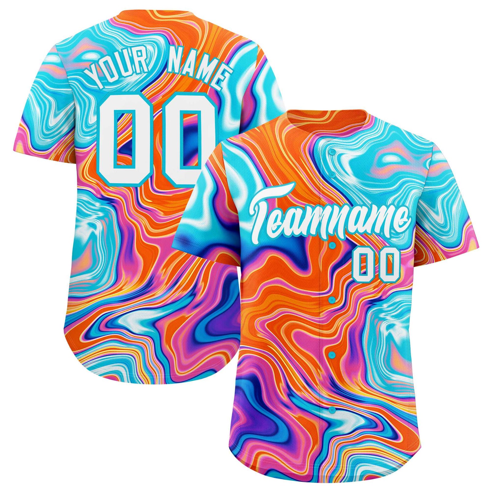 Custom Multi Color Split Fashion Fluid Pattern Authentic Baseball Jersey
