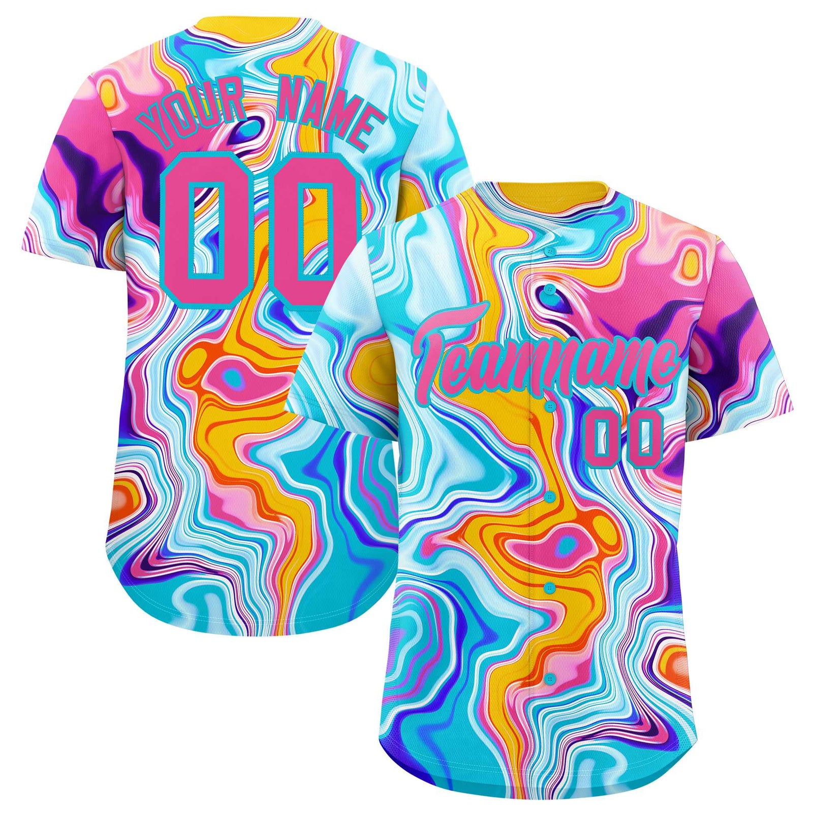 Custom Multi Color Split Fashion Fluid Pattern Authentic Baseball Jersey