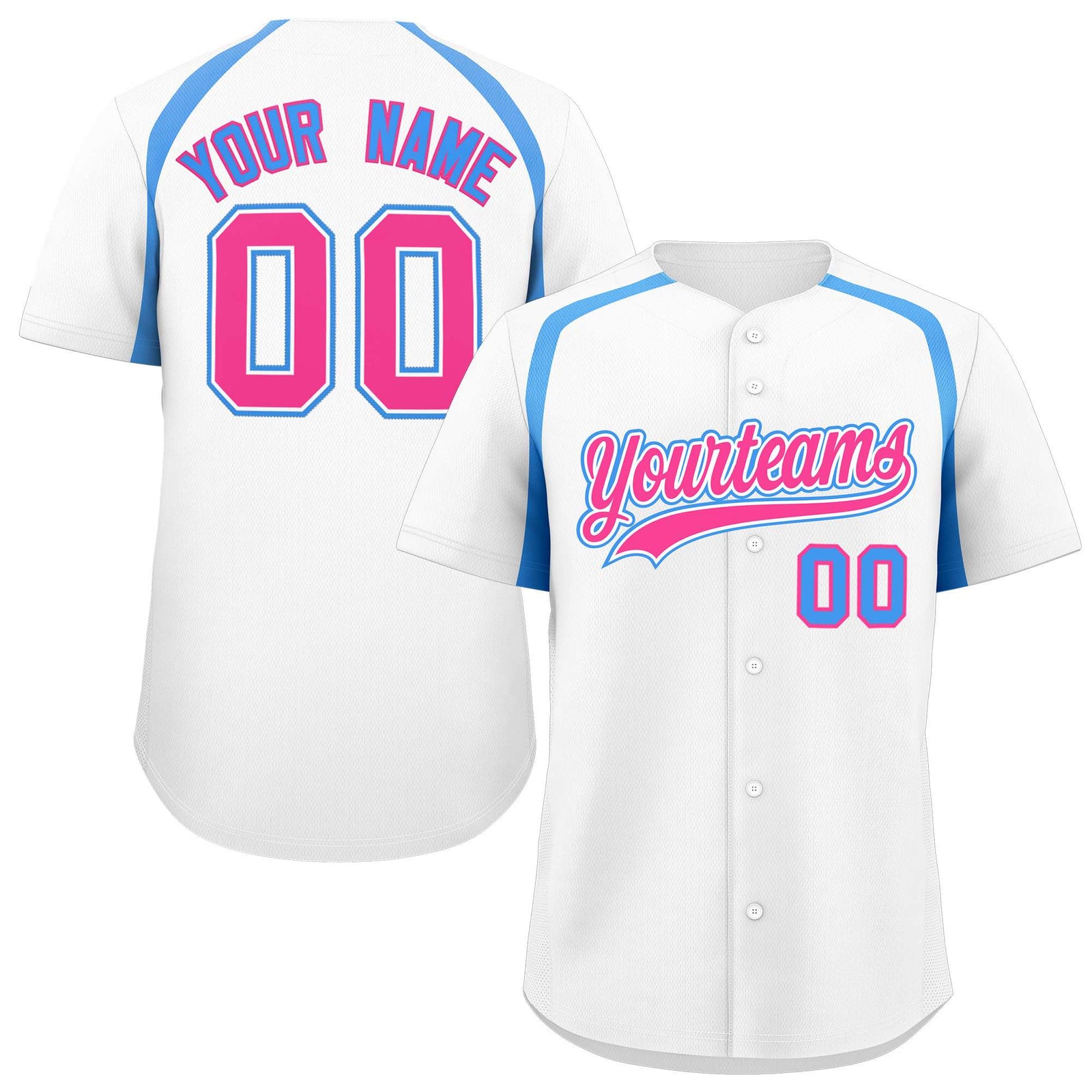 Custom White Powder Blue Personalized Color Block Authentic Baseball Jersey
