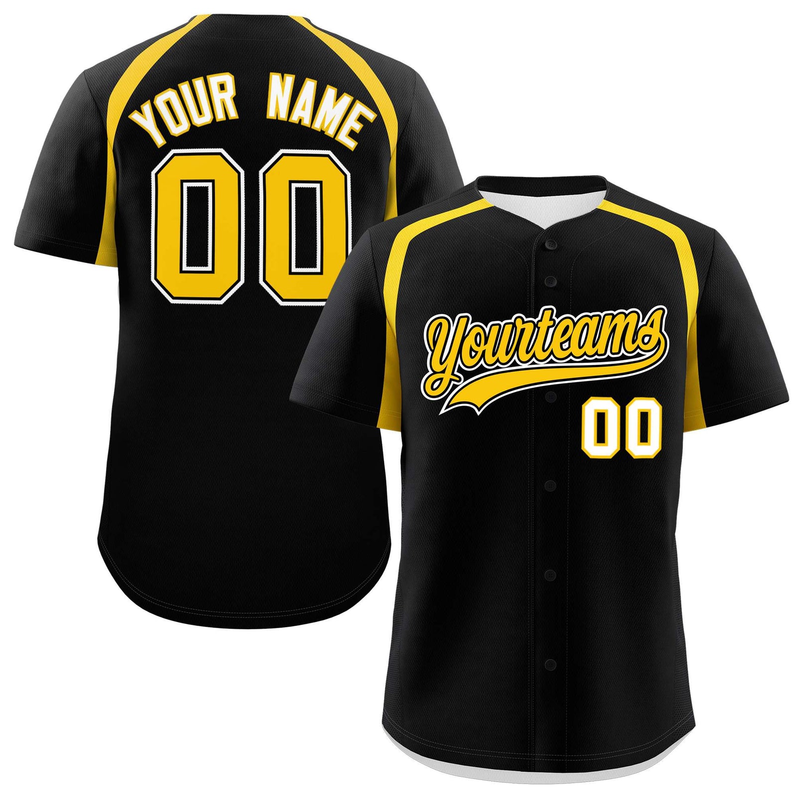 Custom Black Gold Personalized Color Block Authentic Baseball Jersey