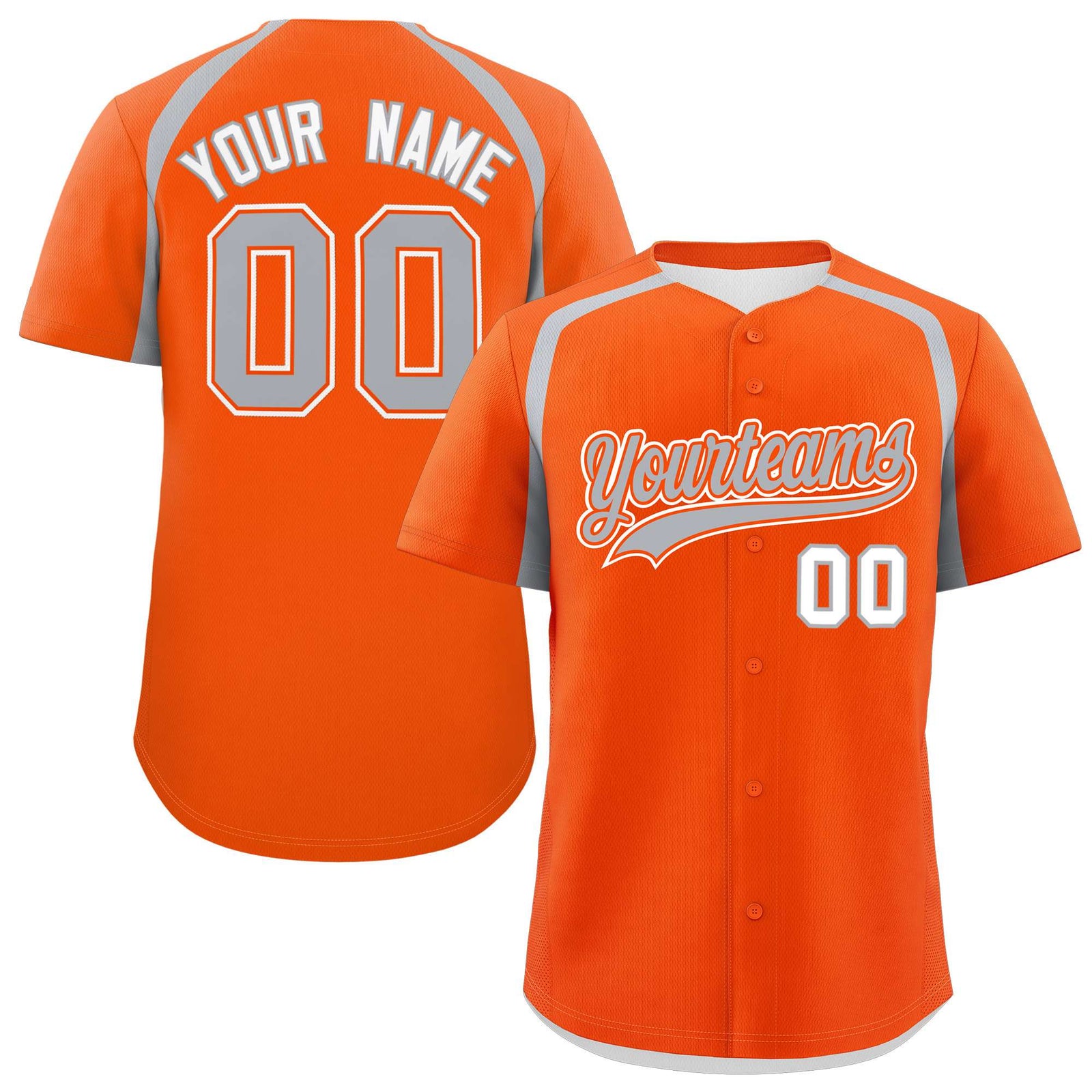 Custom Orange Silver Personalized Color Block Authentic Baseball Jersey