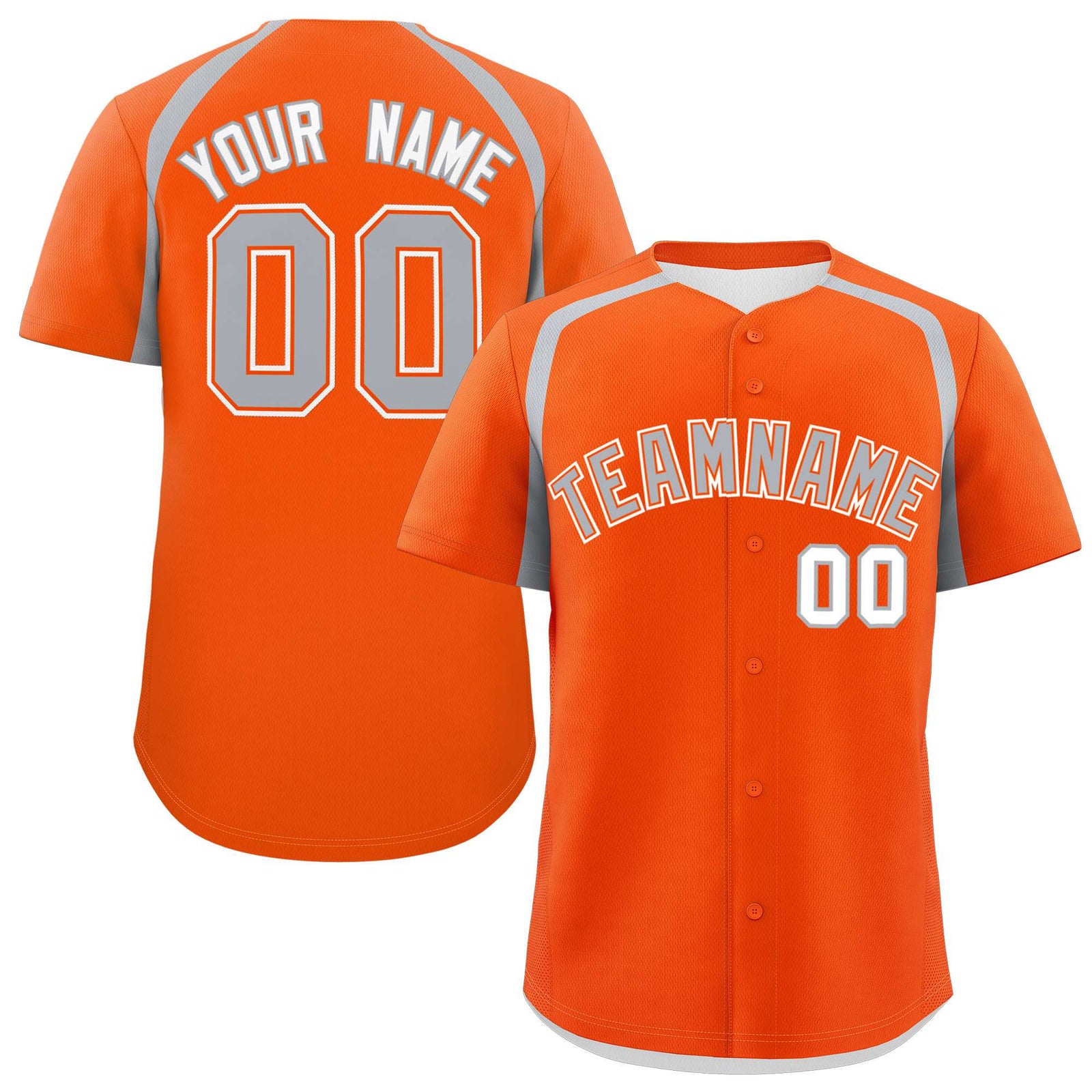 Custom Orange Silver Personalized Color Block Authentic Baseball Jersey