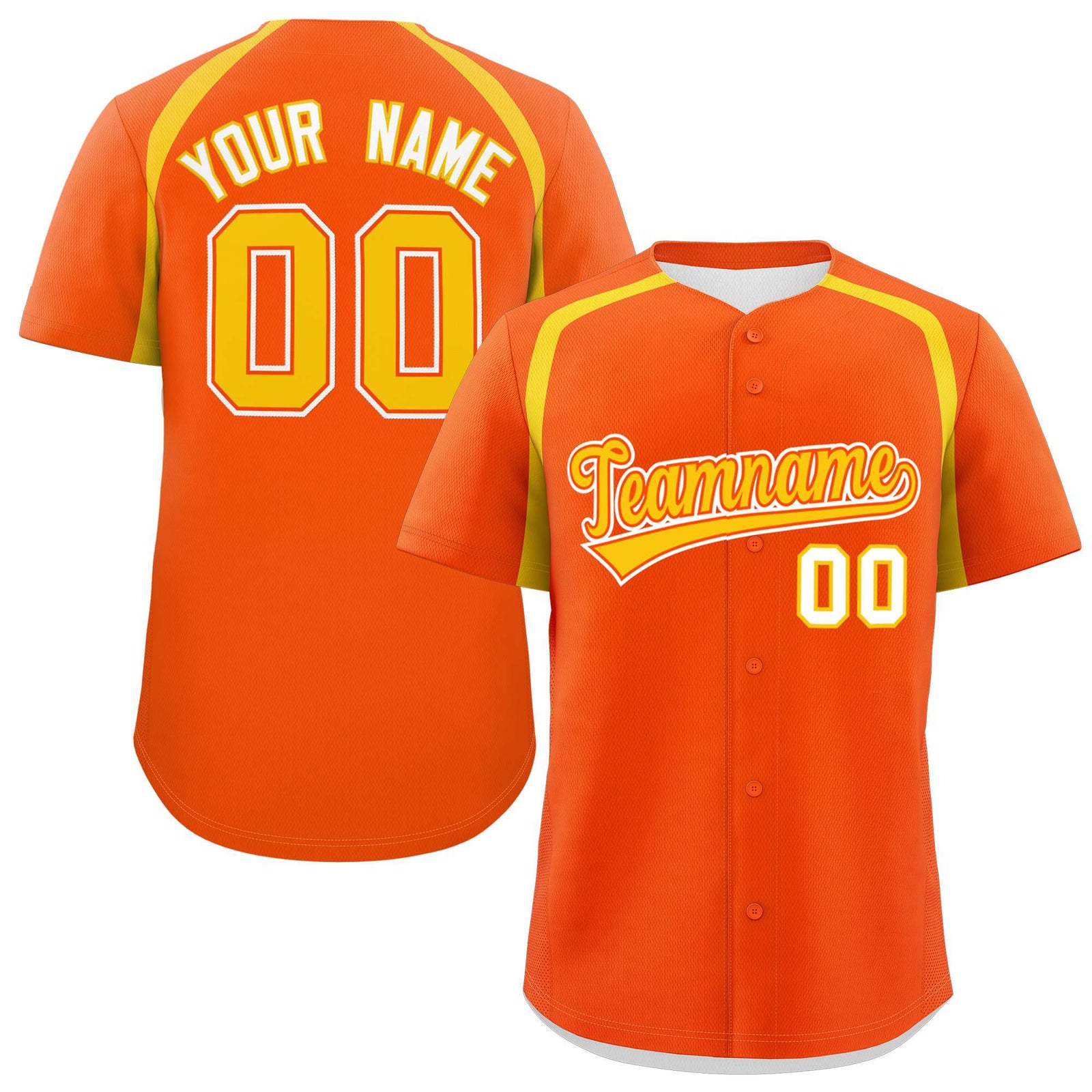 Custom Orange Gold Personalized Color Block Authentic Baseball Jersey