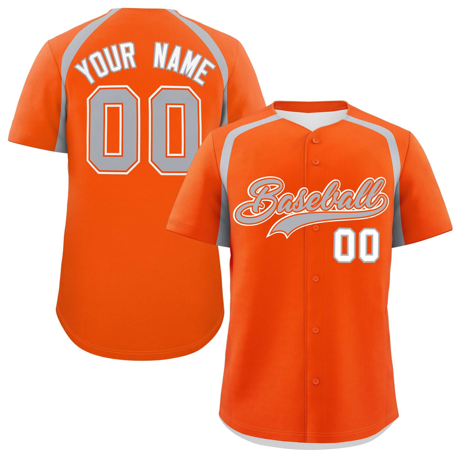 Custom Orange Silver Personalized Color Block Authentic Baseball Jersey