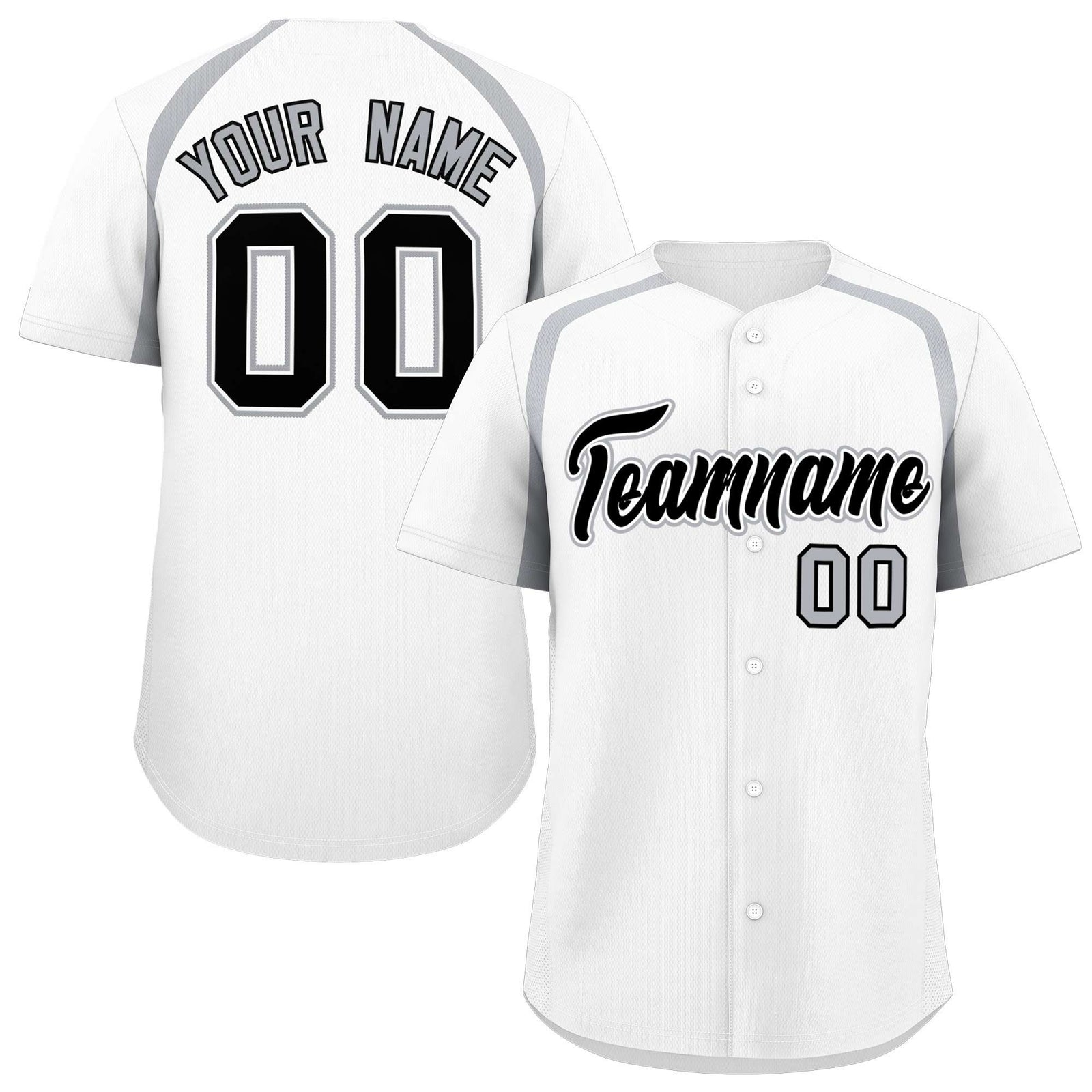 Custom White Silver Personalized Color Block Authentic Baseball Jersey