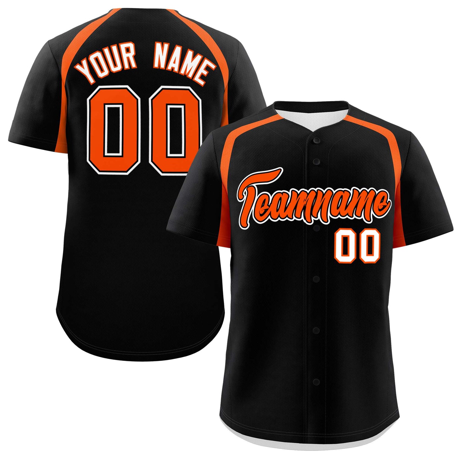 Custom Black Orange Personalized Color Block Authentic Baseball Jersey