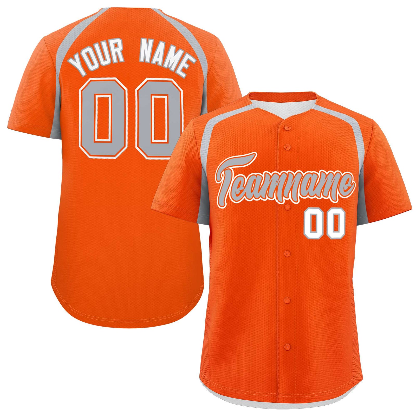 Custom Orange Silver Personalized Color Block Authentic Baseball Jersey