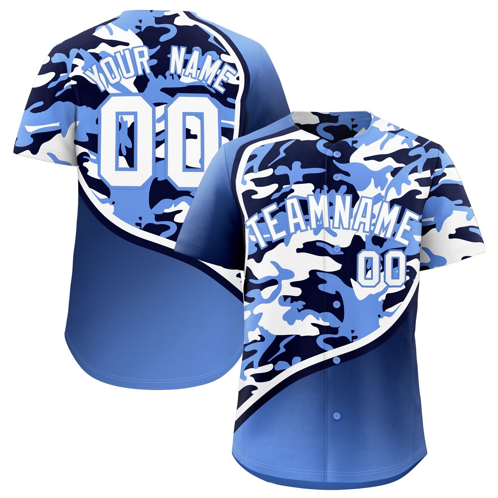 Custom Navy Light Blue White Camo Gradient Fashion Baseball Jersey | Perfect for Training,Sublimation Printed & Stitched,Add Name and Numbern,Perfect for Teams | KXKSHOP