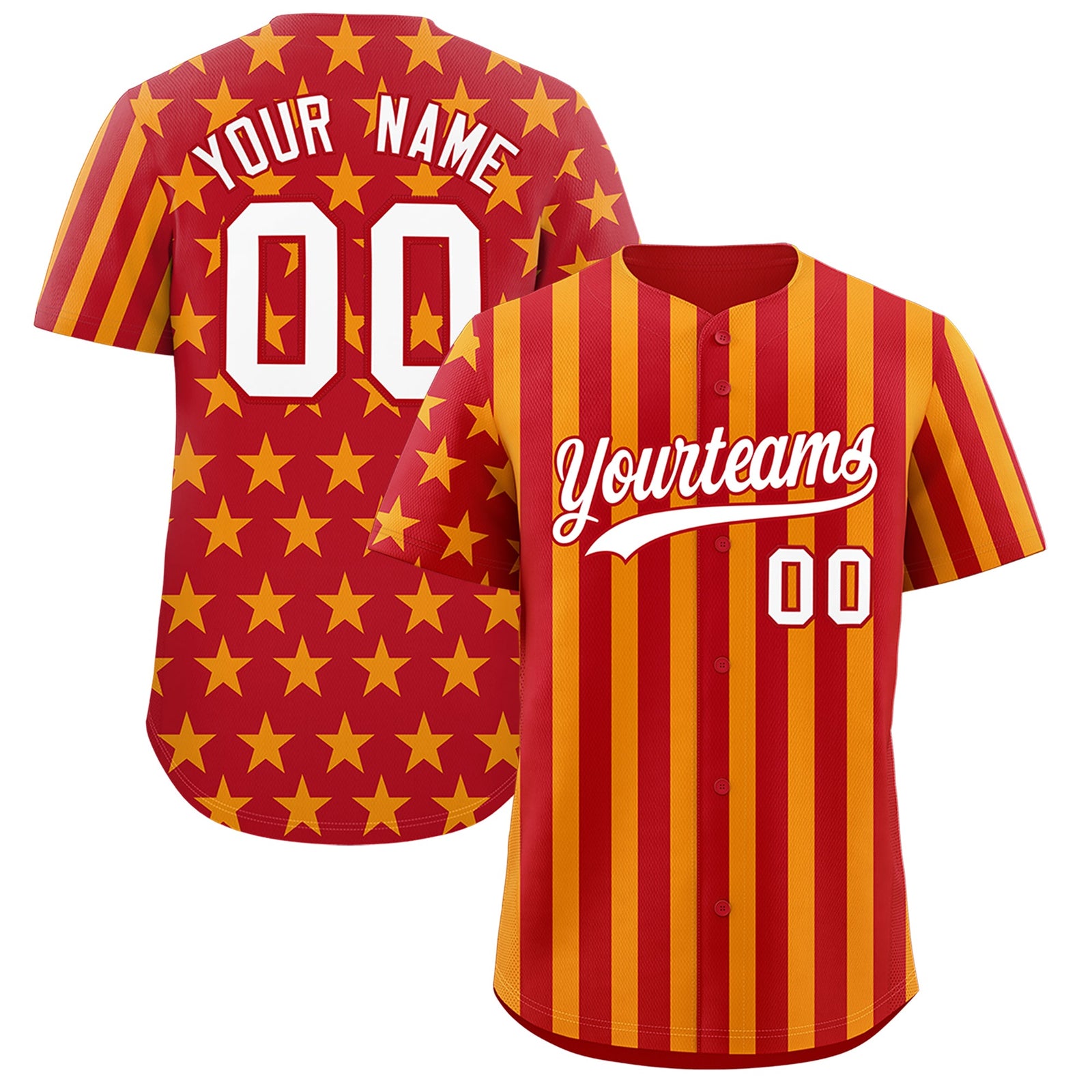 Custom Red Yellow American Flag Graffiti Pattern Baseball Jersey| KXKSHOP