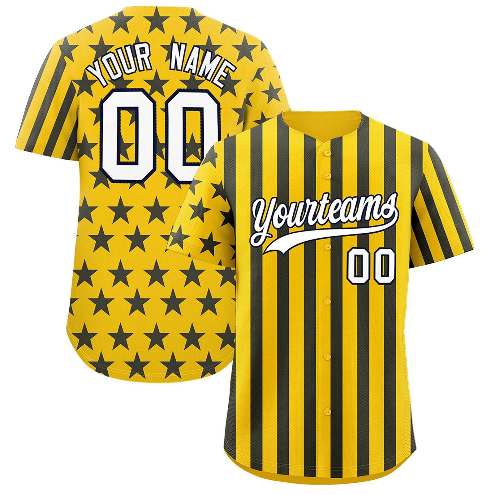 Custom Gold Navy White American Flag Graffiti Pattern Baseball Jersey| KXKSHOP