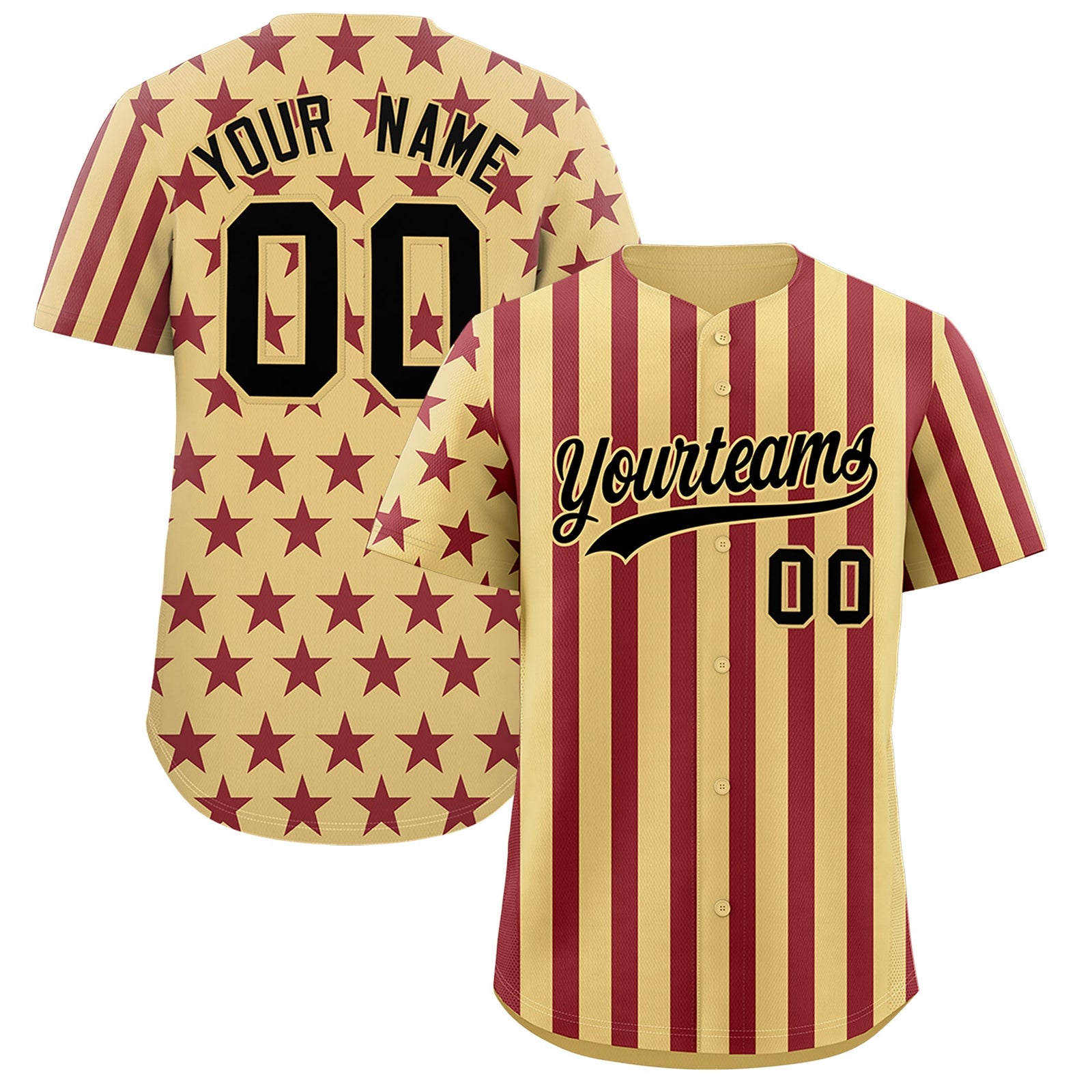 Custom Khaki Crimson American Flag Graffiti Pattern Baseball Jersey| KXKSHOP