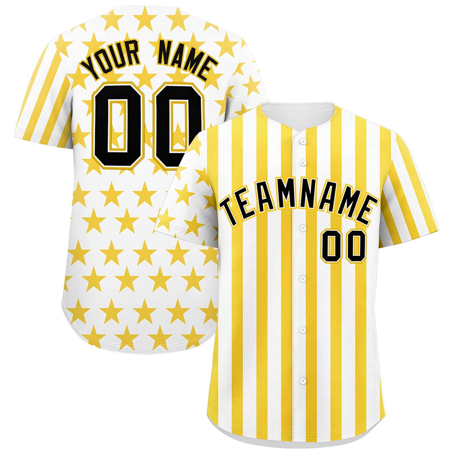 Custom White Gold American Flag Graffiti Pattern Baseball Jersey| KXKSHOP