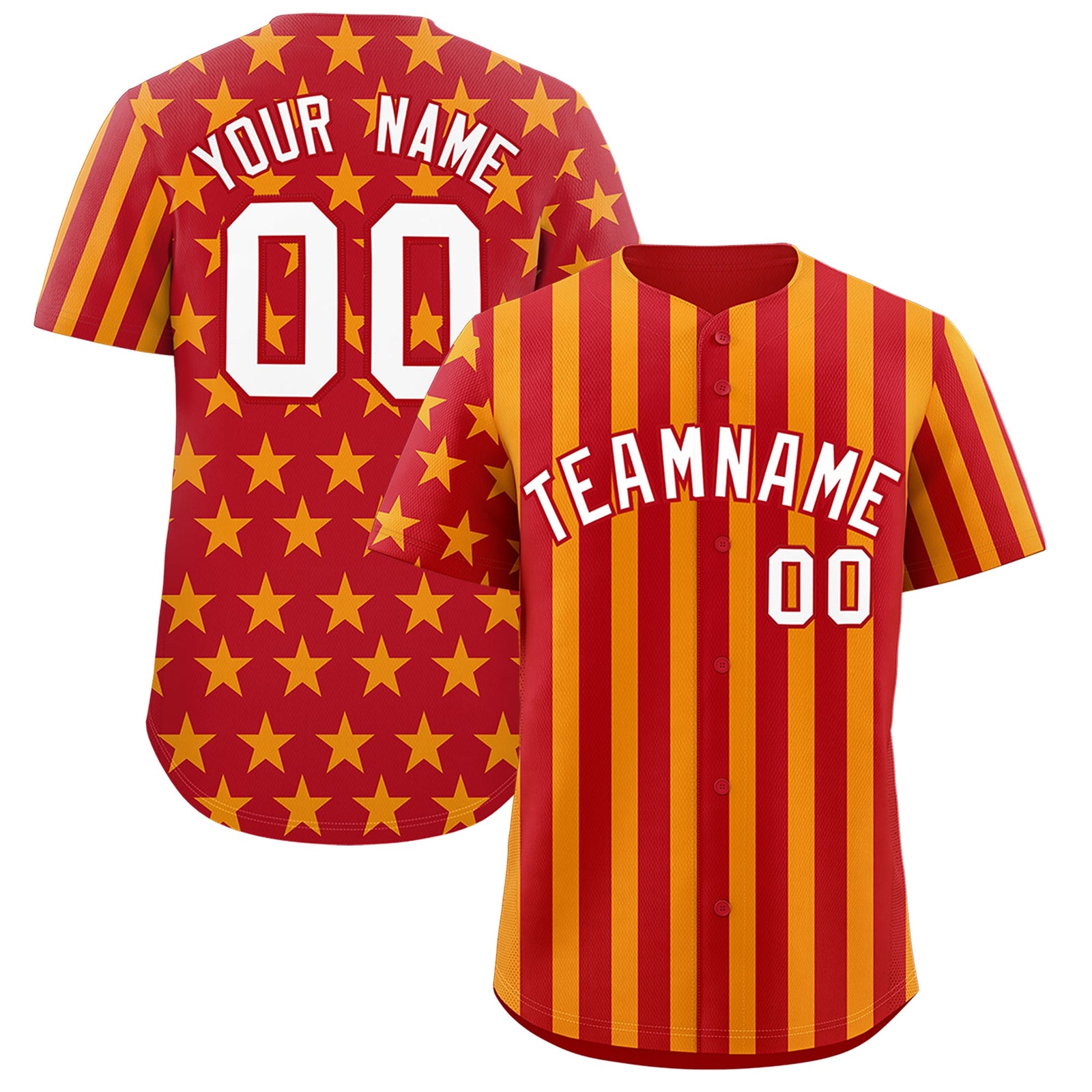 Custom Red Yellow American Flag Graffiti Pattern Baseball Jersey| KXKSHOP