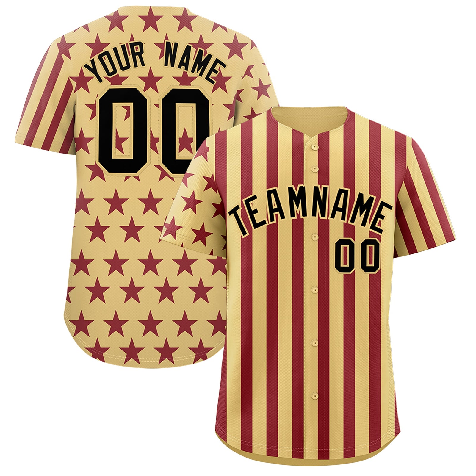 Custom Khaki Crimson American Flag Graffiti Pattern Baseball Jersey| KXKSHOP