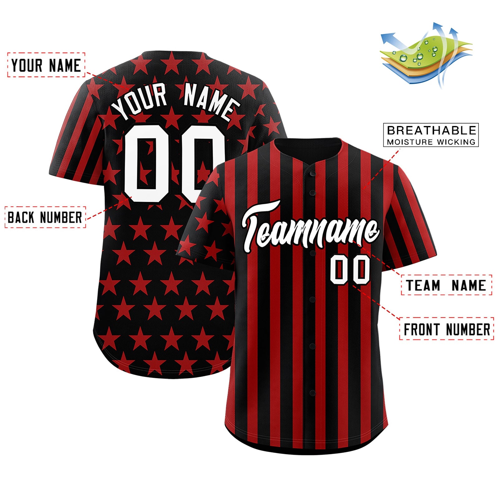 Custom Black Red American Flag Graffiti Pattern Baseball Jersey| KXKSHOP