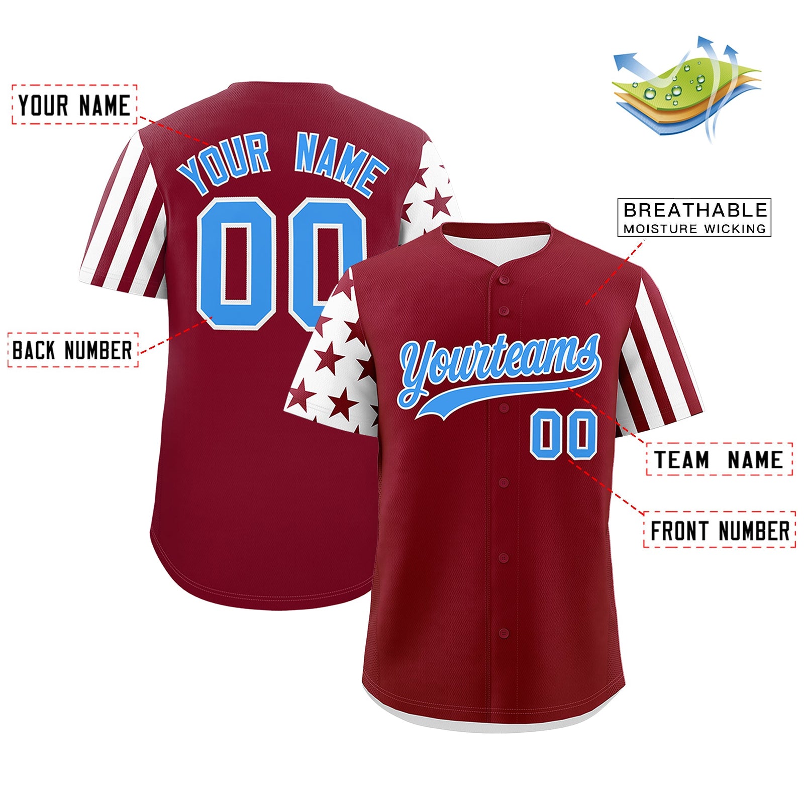 Custom Crimson White American Flag Raglan Sleeves Baseball Jersey| KXKSHOP