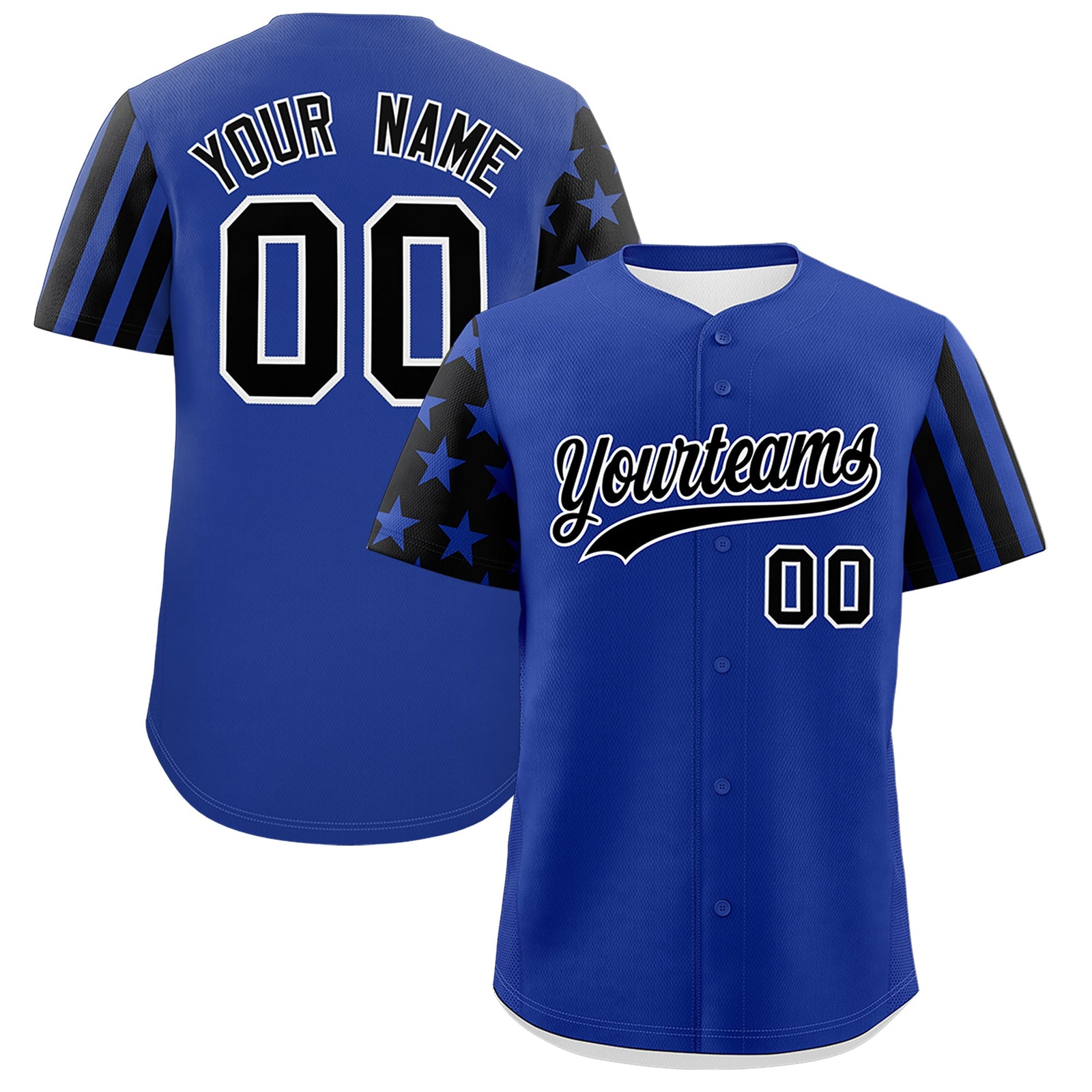 Custom Royal Blue Black American Flag Raglan Sleeves Baseball Jersey| KXKSHOP