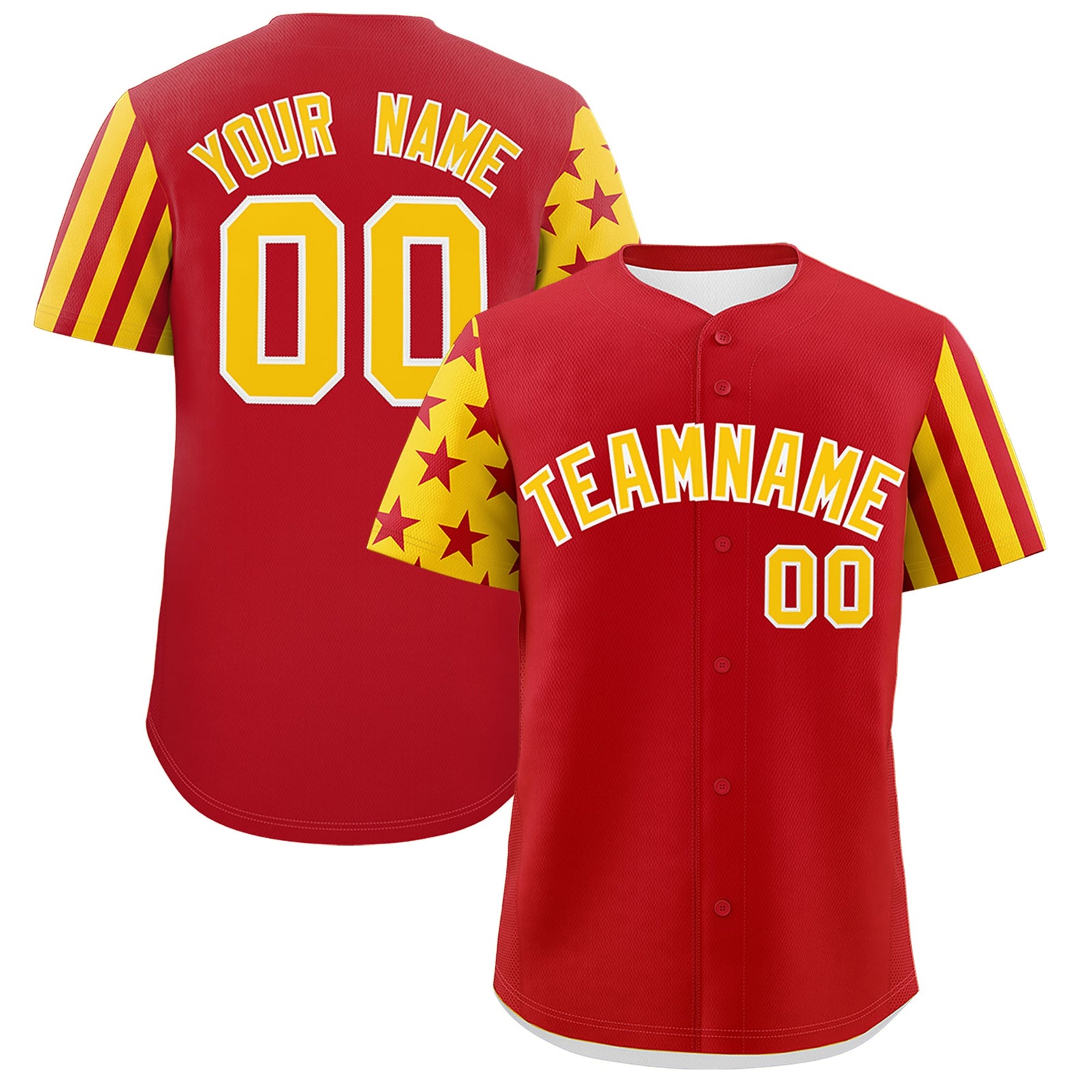 Custom Red Gold American Flag Raglan Sleeves Baseball Jersey| KXKSHOP