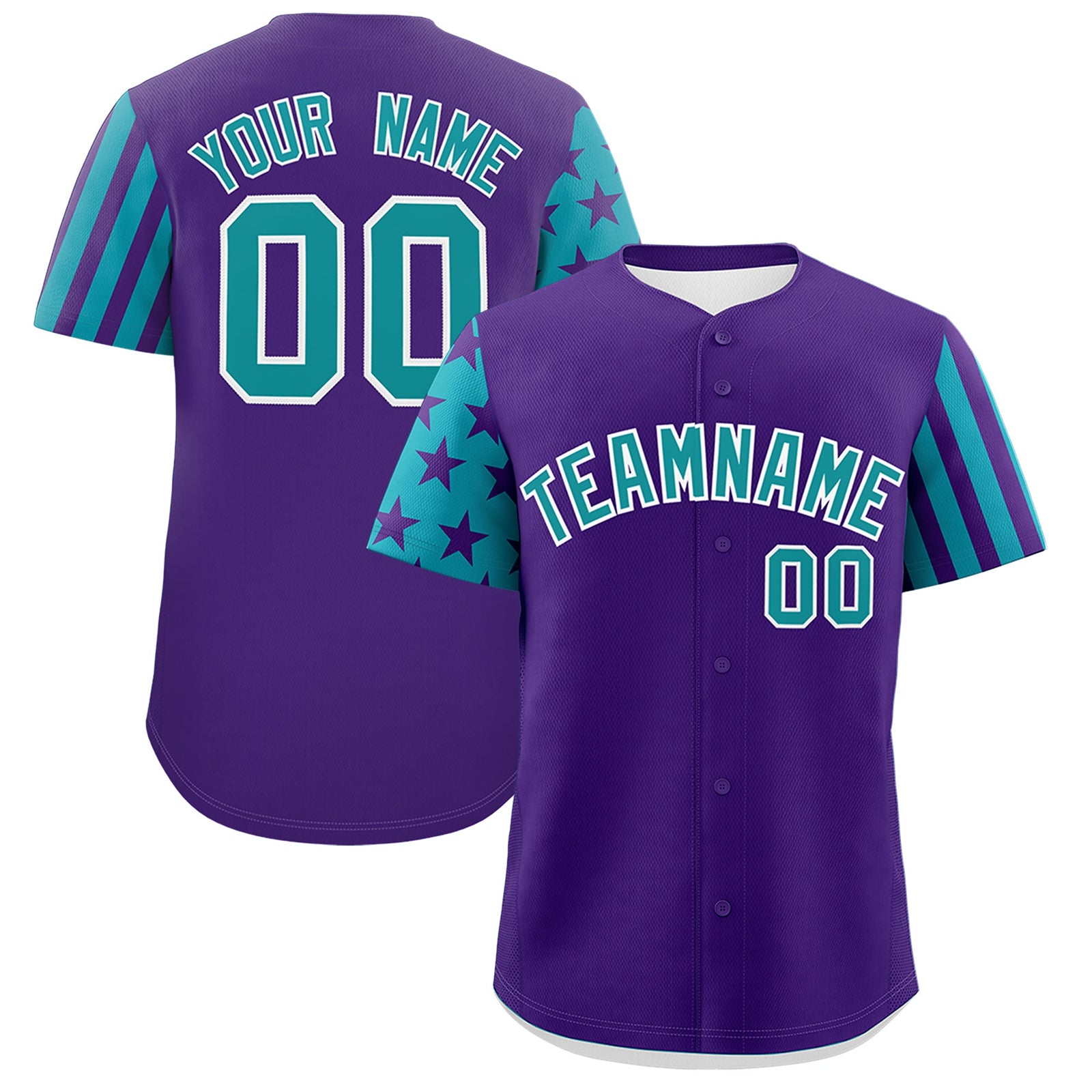 Custom Purple Teal American Flag Raglan Sleeves Baseball Jersey| KXKSHOP