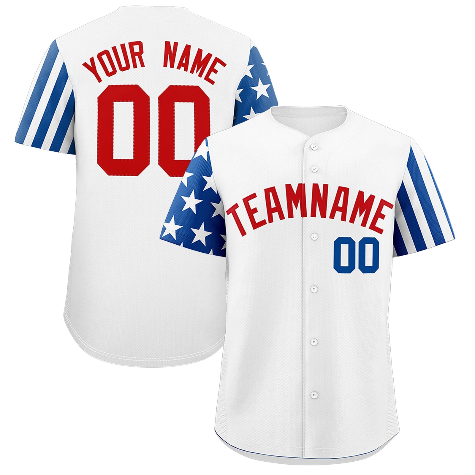 Custom White Royal Blue Red American Flag Raglan Sleeves Baseball Jersey| KXKSHOP