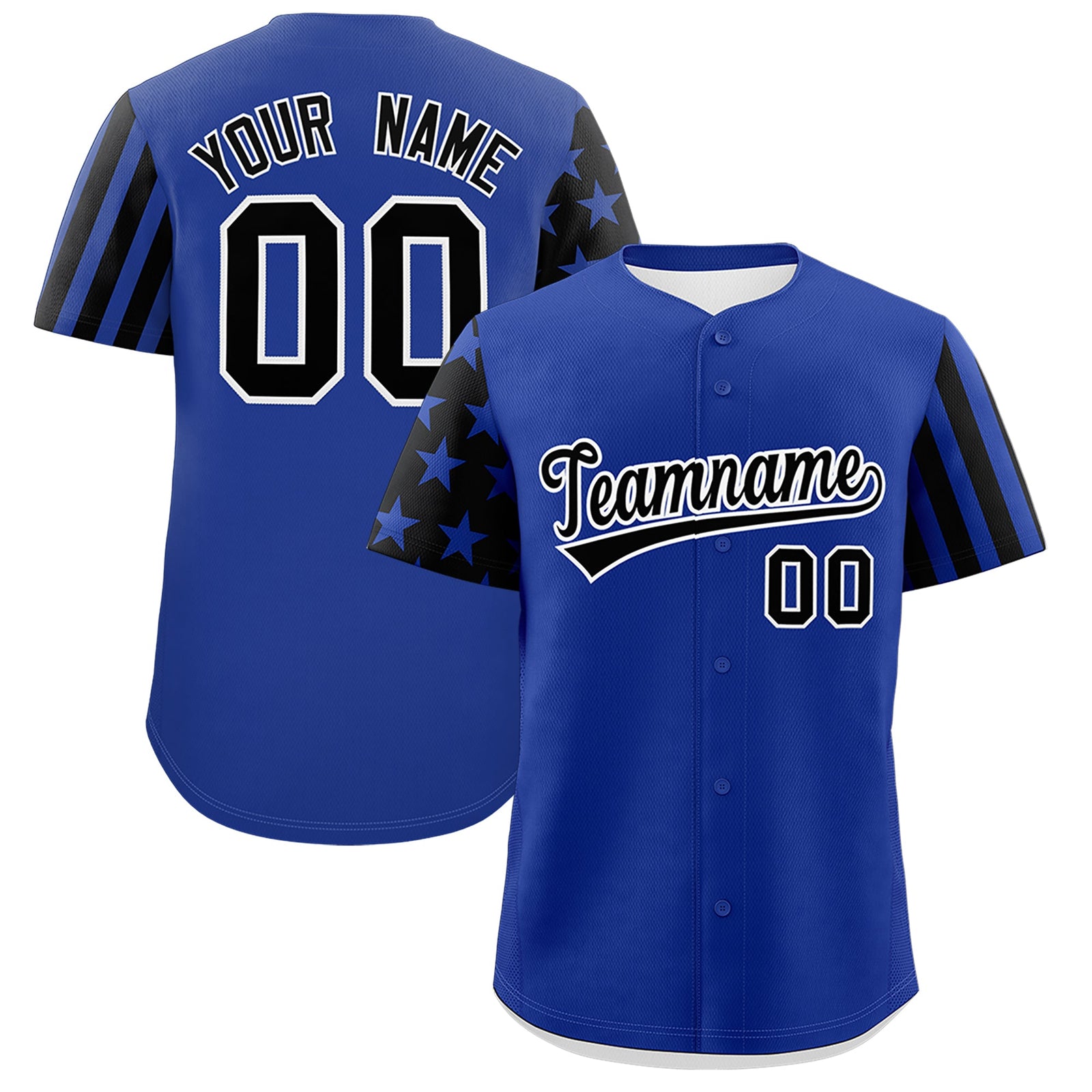 Custom Royal Blue Black American Flag Raglan Sleeves Baseball Jersey| KXKSHOP