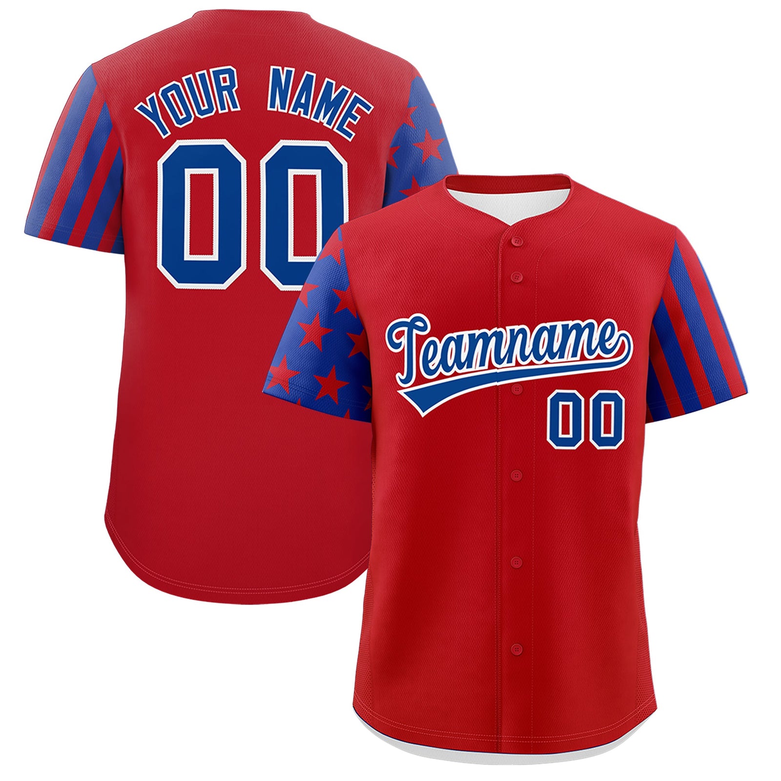 Custom Red Royal Blue American Flag Raglan Sleeves Baseball Jersey| KXKSHOP