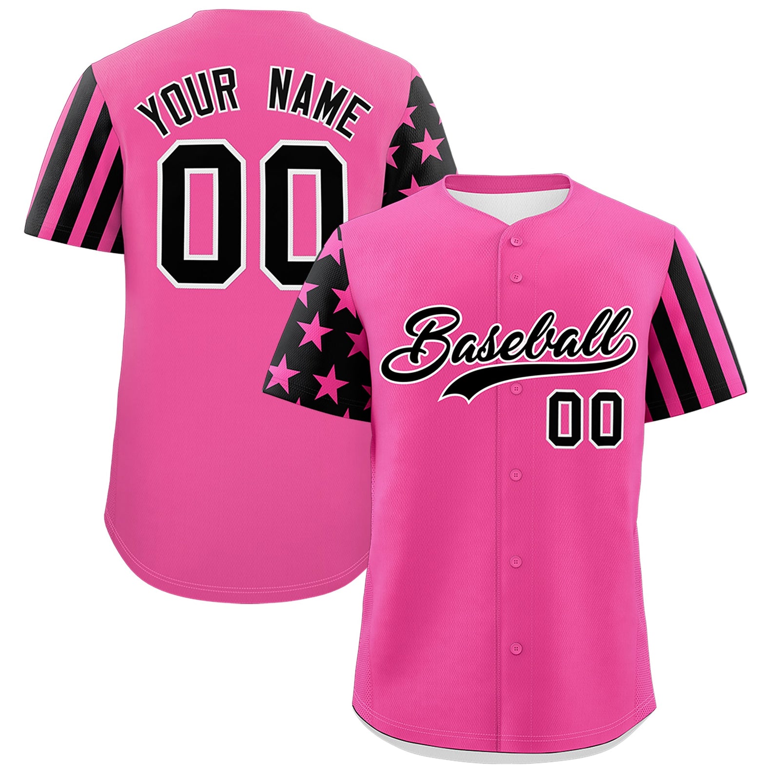 Custom Pink Black American Flag Raglan Sleeves Baseball Jersey| KXKSHOP