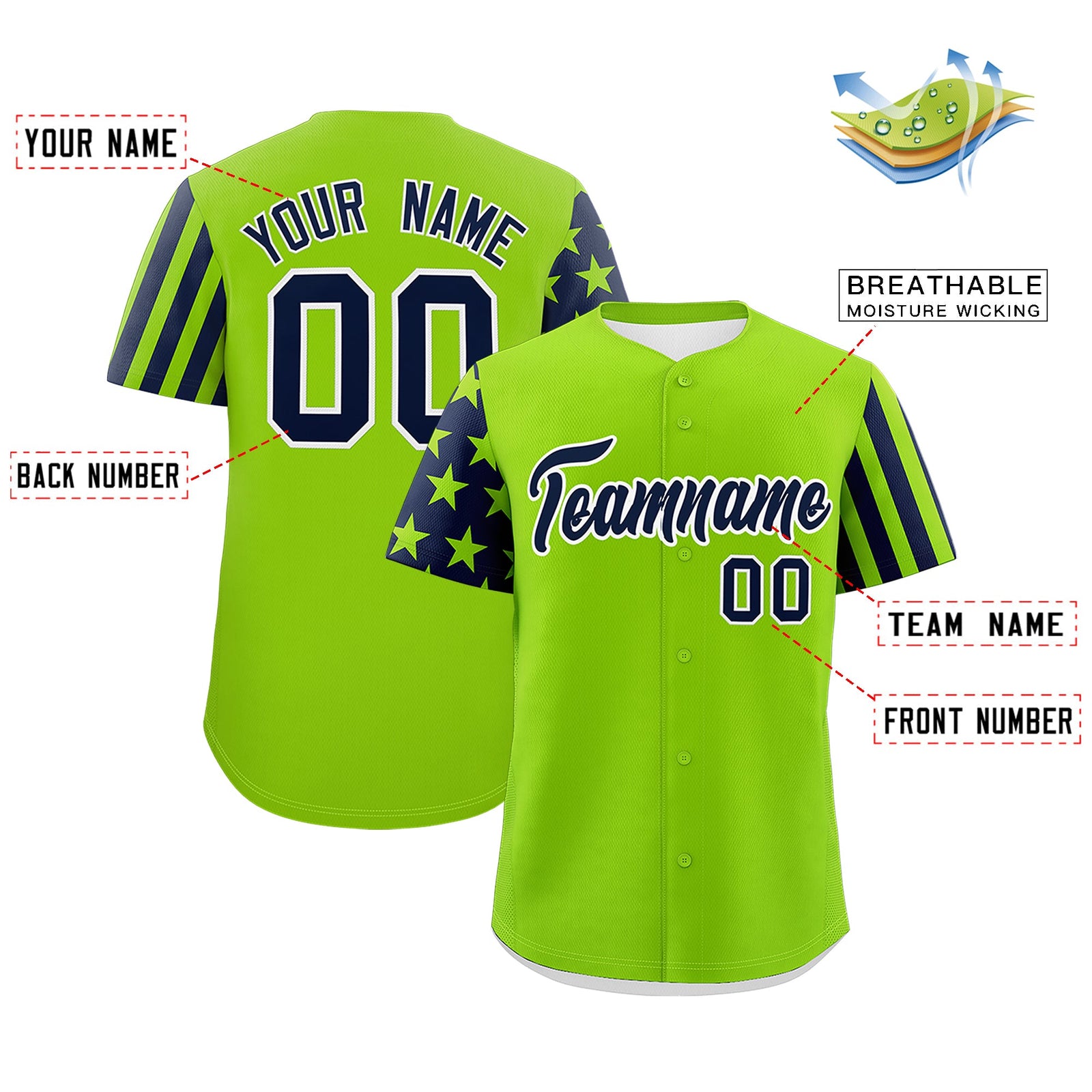 Custom Neon Green Navy Black American Flag Raglan Sleeves Baseball Jersey| KXKSHOP