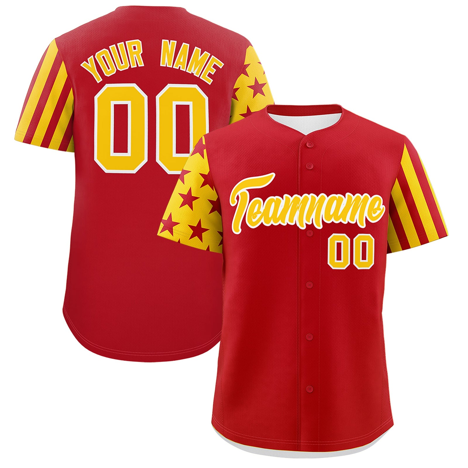 Custom Red Gold American Flag Raglan Sleeves Baseball Jersey| KXKSHOP