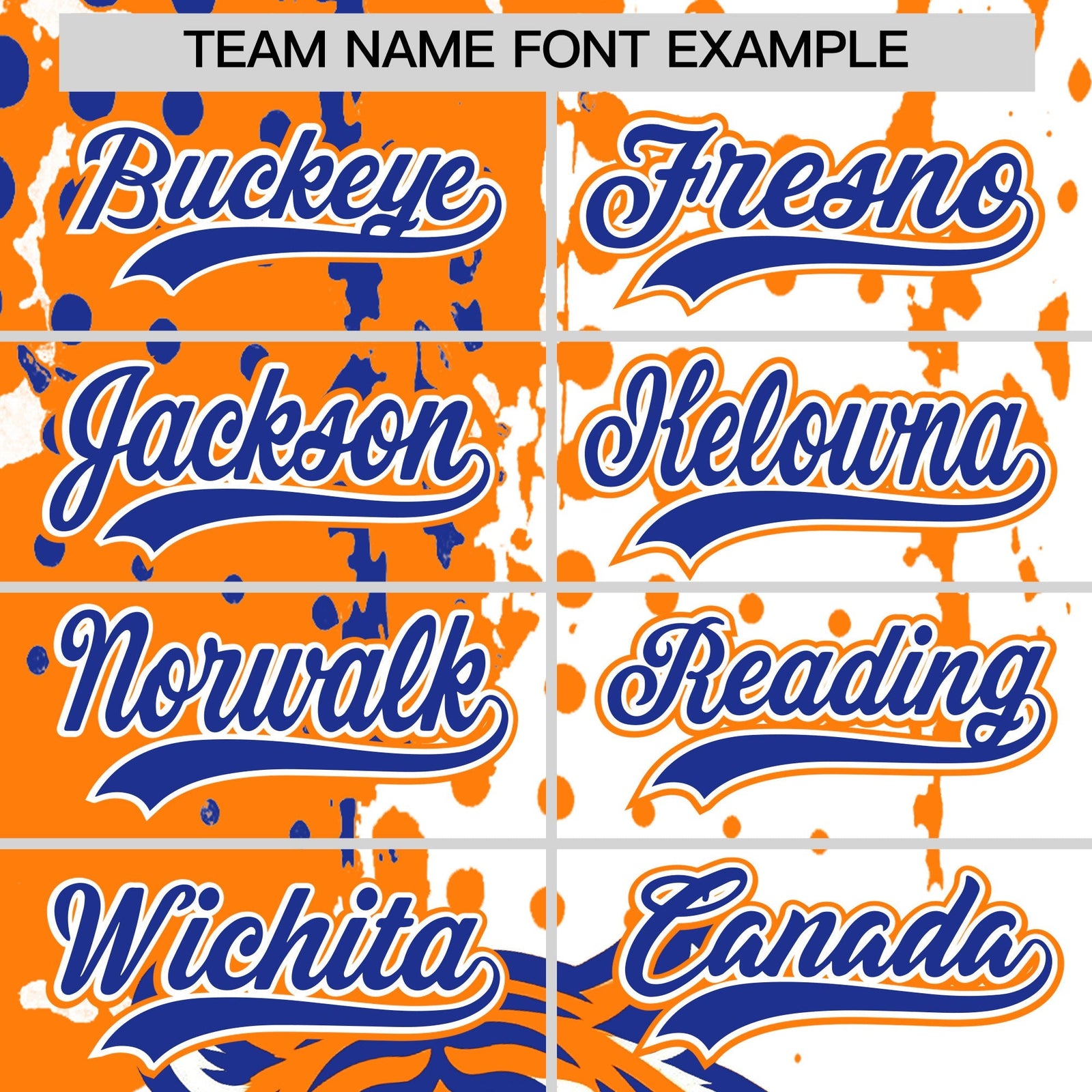 Custom White Orange Royal Blue Full-Snap Graffiti Pattern Tiger Graffiti Jersey Baseball Jersey| KXKSHOP