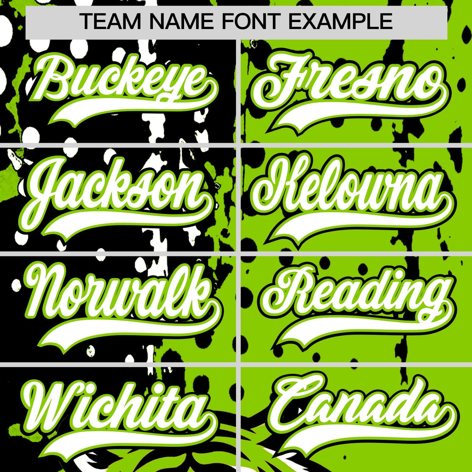 Custom Neon Green Black White Full-Snap Graffiti Pattern Tiger Graffiti Jersey Baseball Jersey| KXKSHOP