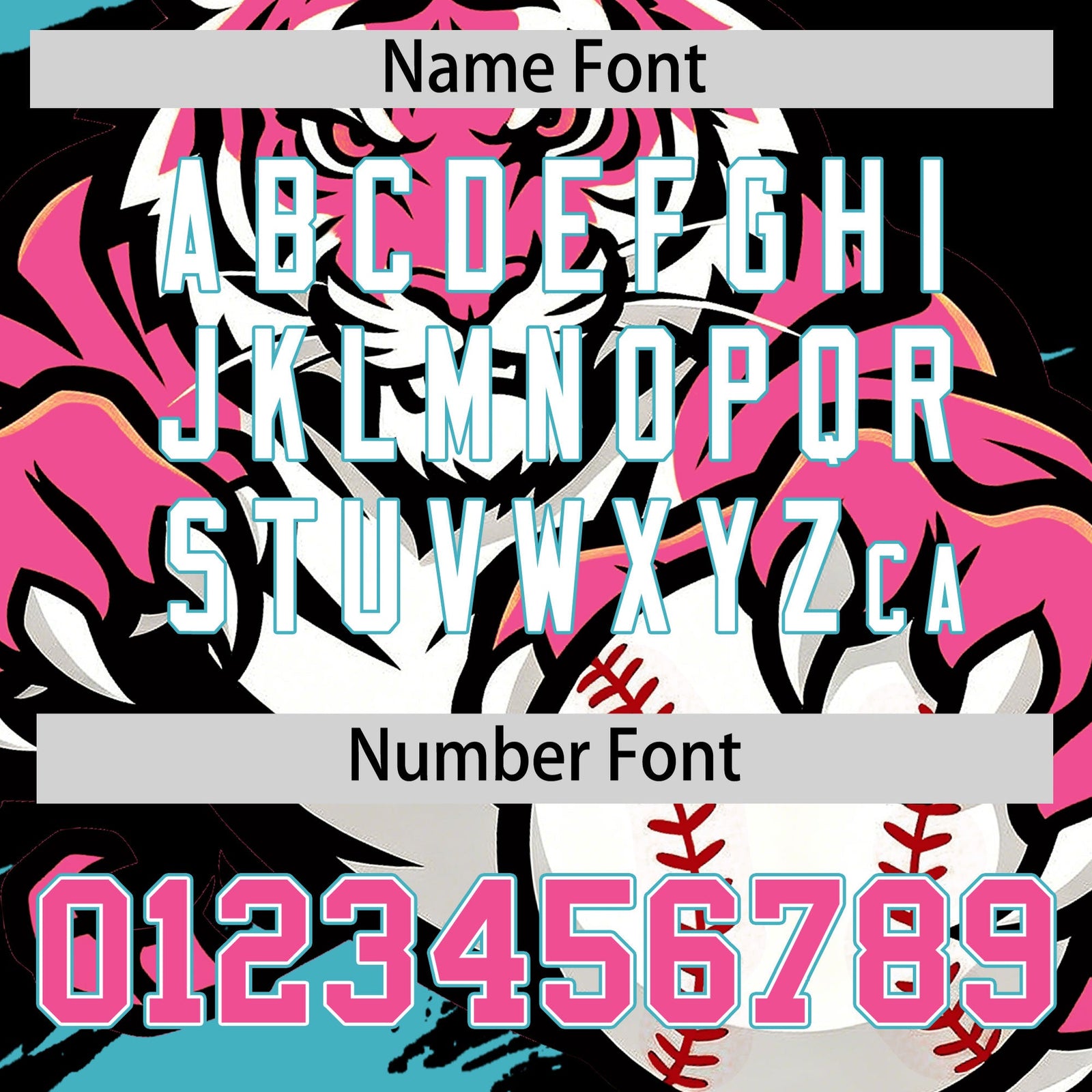 Custom Black Aqua Pink Full-Snap Graffiti Pattern Tiger Graffiti Jersey Baseball Jersey| KXKSHOP