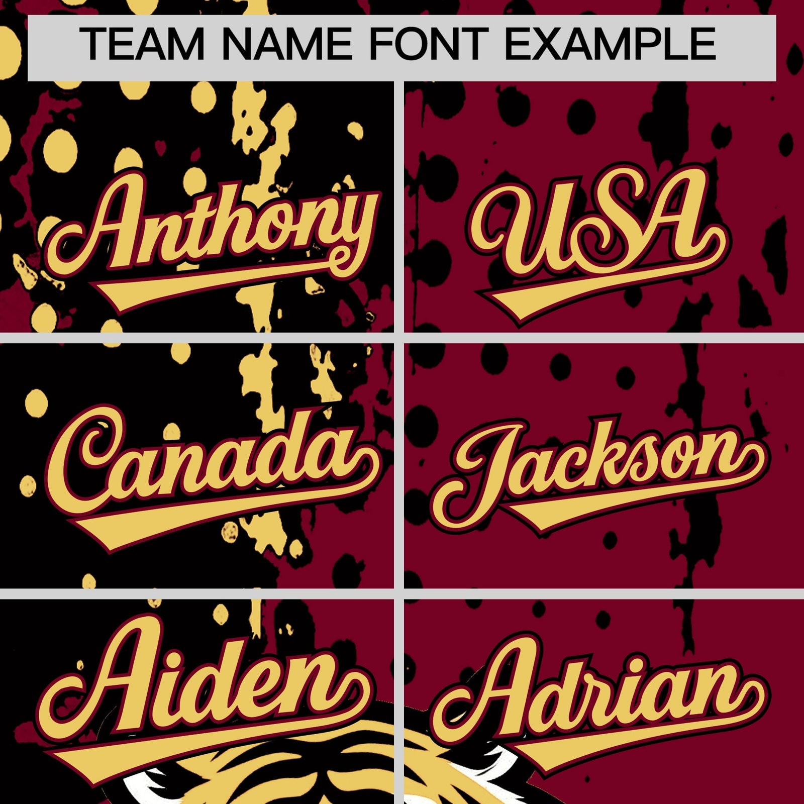 Custom Crimson Black Khaki Full-Snap Graffiti Pattern Tiger Graffiti Jersey Baseball Jersey| KXKSHOP