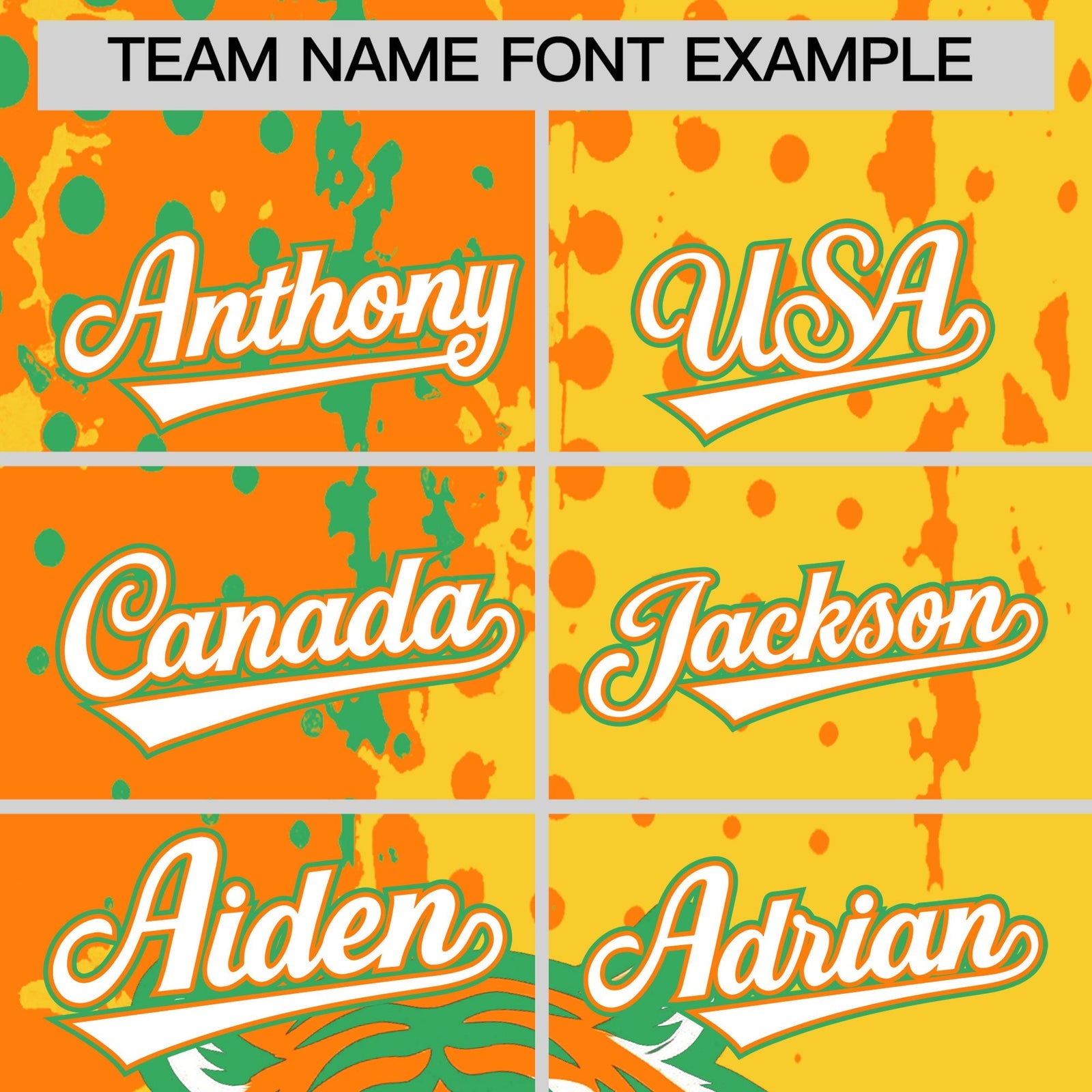 Custom Gold Orange Neon Green Full-Snap Graffiti Pattern Tiger Graffiti Jersey Baseball Jersey| KXKSHOP