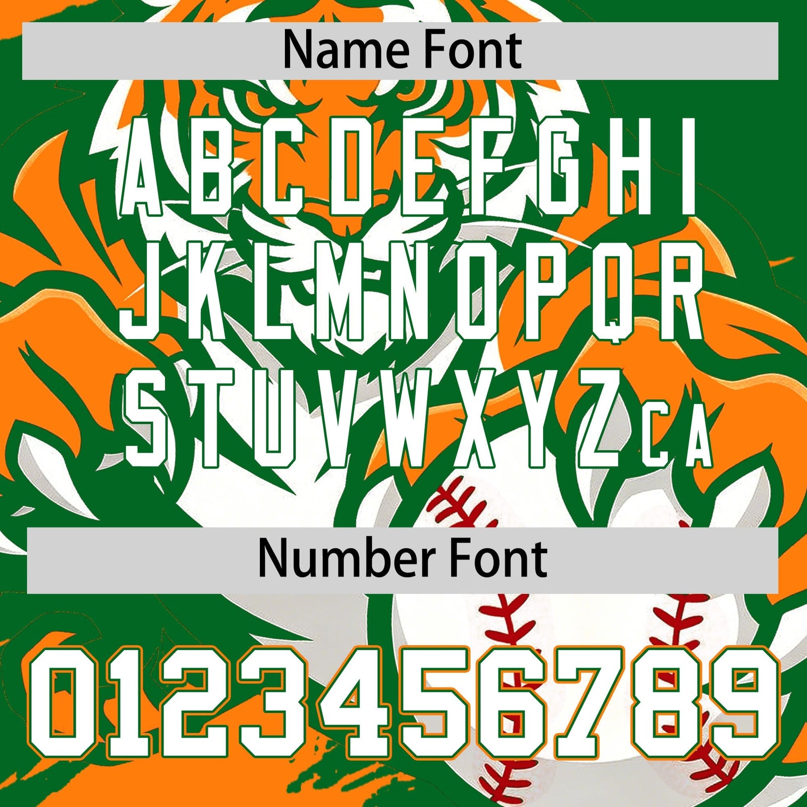 Custom Kelly Green Orange White Full-Snap Graffiti Pattern Tiger Graffiti Jersey Baseball Jersey| KXKSHOP