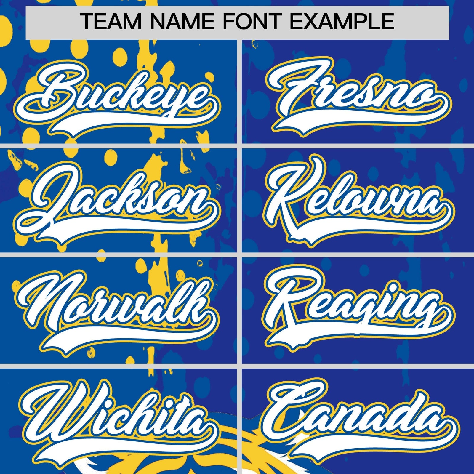 Custom Royal Blue Royal Gold Full-Snap Graffiti Pattern Tiger Graffiti Jersey Baseball Jersey| KXKSHOP