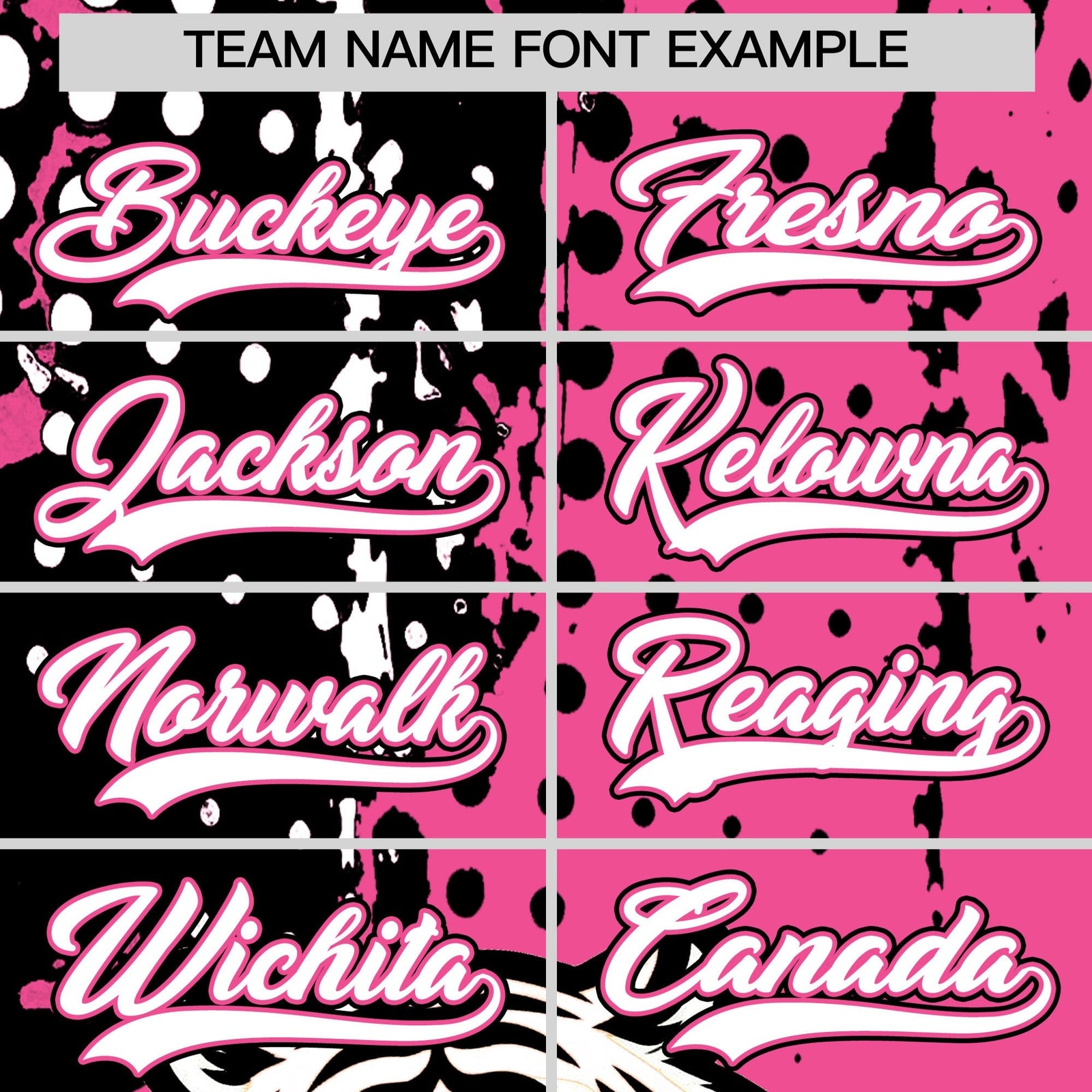Custom Pink Black White Full-Snap Graffiti Pattern Tiger Graffiti Jersey Baseball Jersey| KXKSHOP