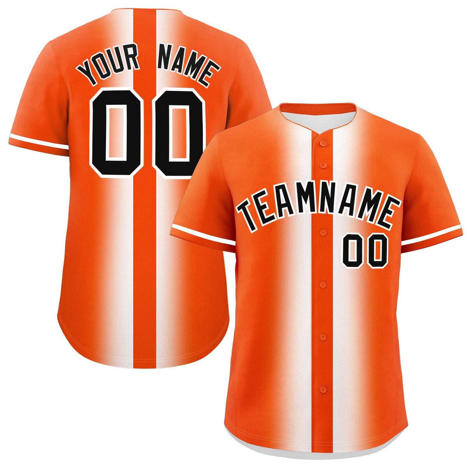 Custom Orange White Lapel Gradient Fashion Authentic Baseball Jersey