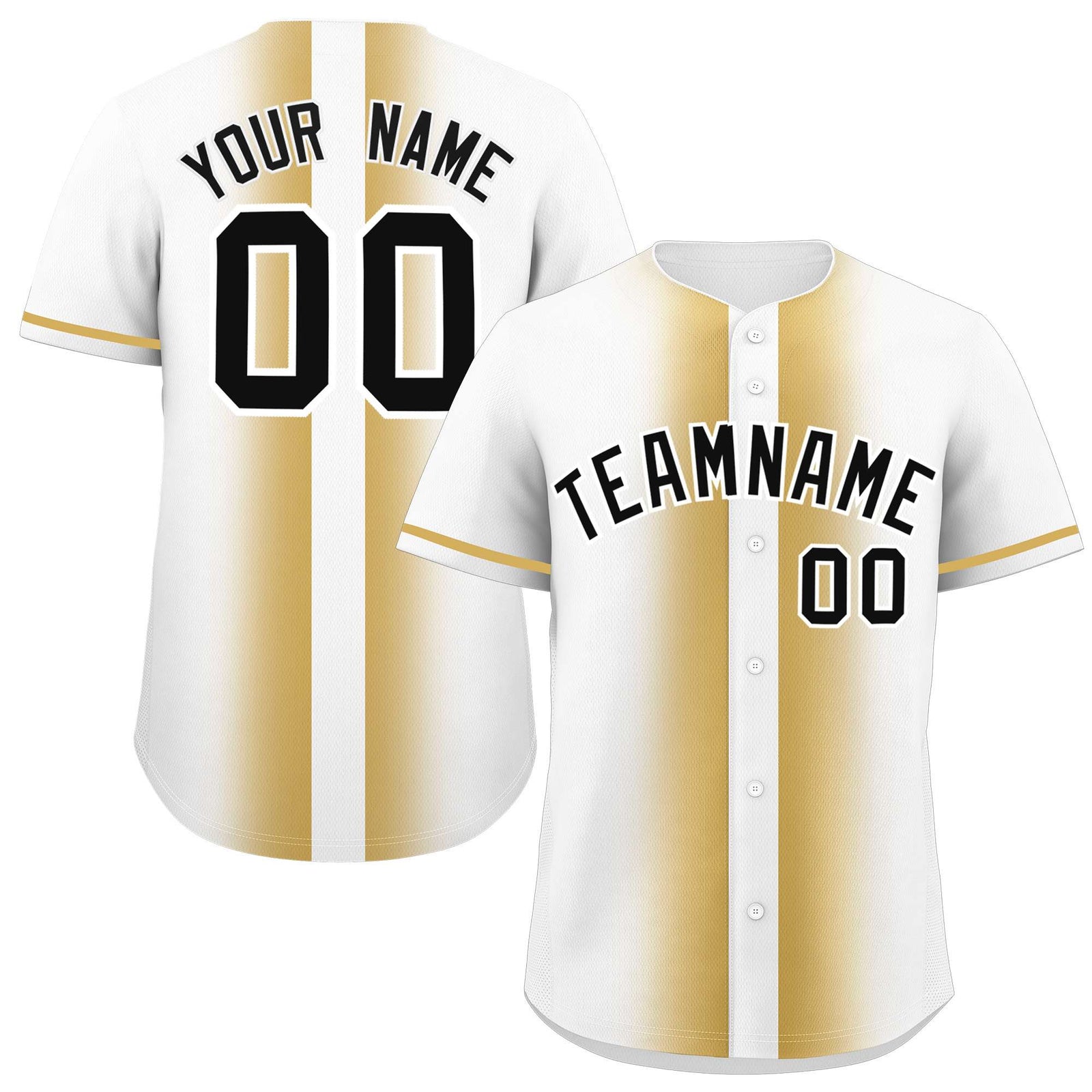Custom White Old Gold Lapel Gradient Fashion Authentic Baseball Jersey