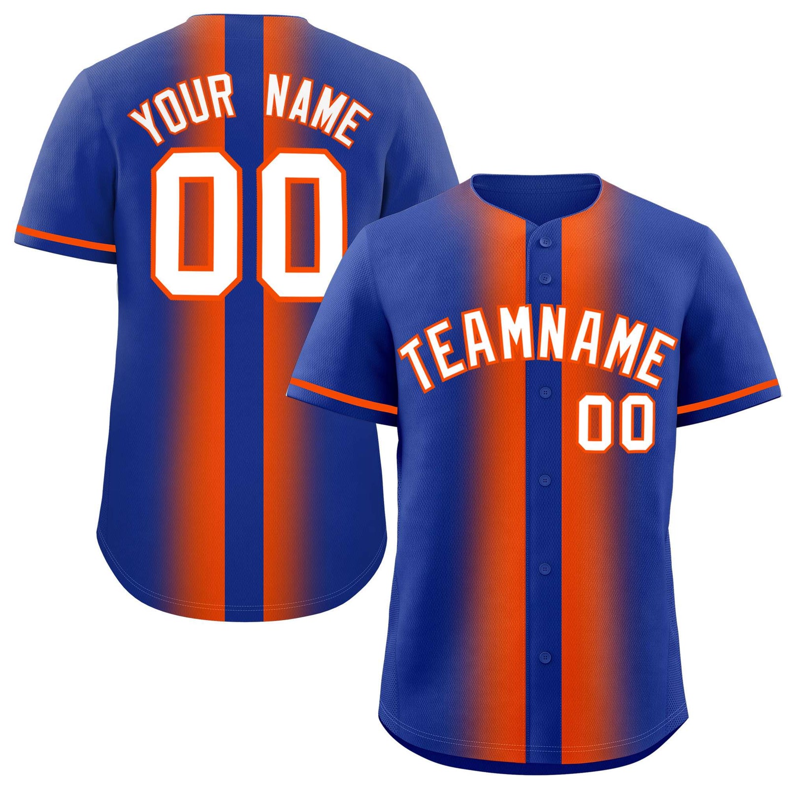 Custom Royal Orange Lapel Gradient Fashion Authentic Baseball Jersey