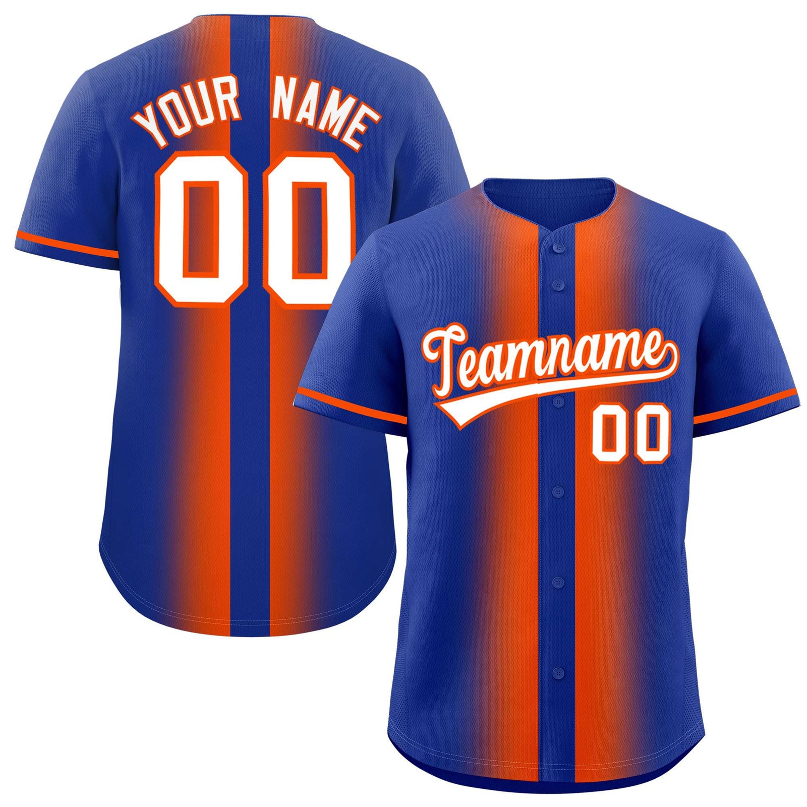 Custom Royal Orange Lapel Gradient Fashion Authentic Baseball Jersey